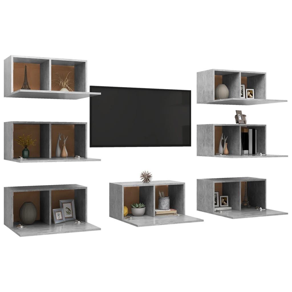 Stk. TV-Schrank cm 30,5x30x60 Holzwerkstoff furnicato Betongrau 7 TV-Schränke