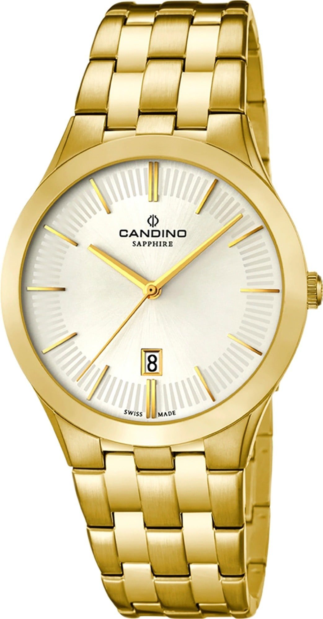 Uhr Edelstahl Herren beschichtet Herren Gelbgold Candino Luxus PVD gold, Armbanduhr Quarzuhr rund, Analog C4541/1, Candino