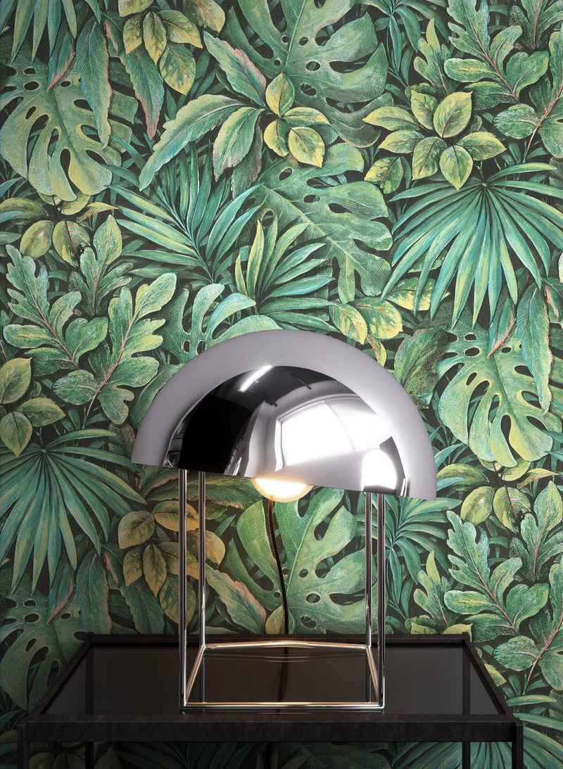 Newroom Vliestapete, Grün Tapete Tropisch Dschungel - Dschungeltapete Blätter Floral Modern Blätter Monstera für Wohnzimmer Schlafzimmer Küche