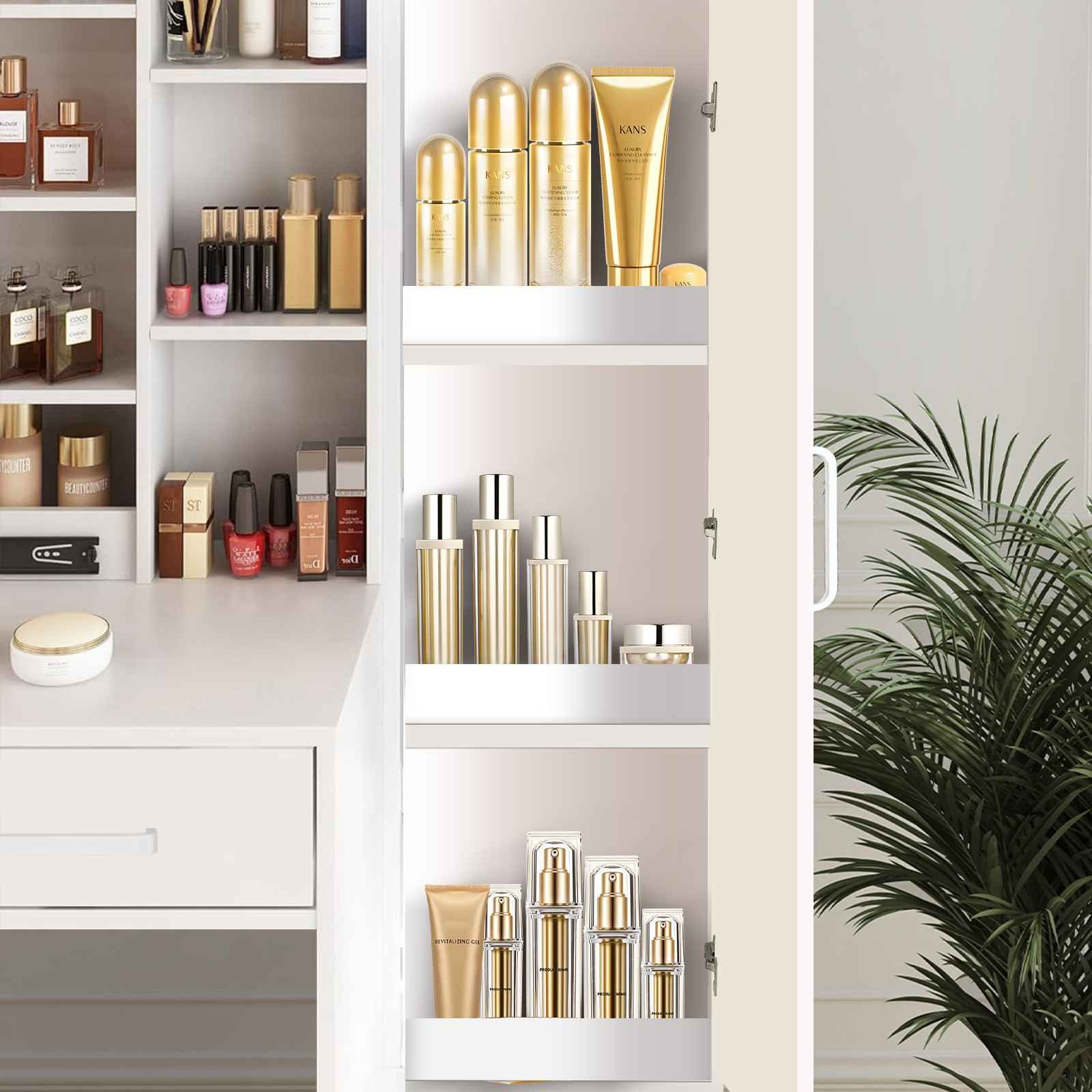 BBG Schminktisch Moderner Schminktisch mit LED-Spiegel, 4 Schubladen, 1 Tür günstig online kaufen