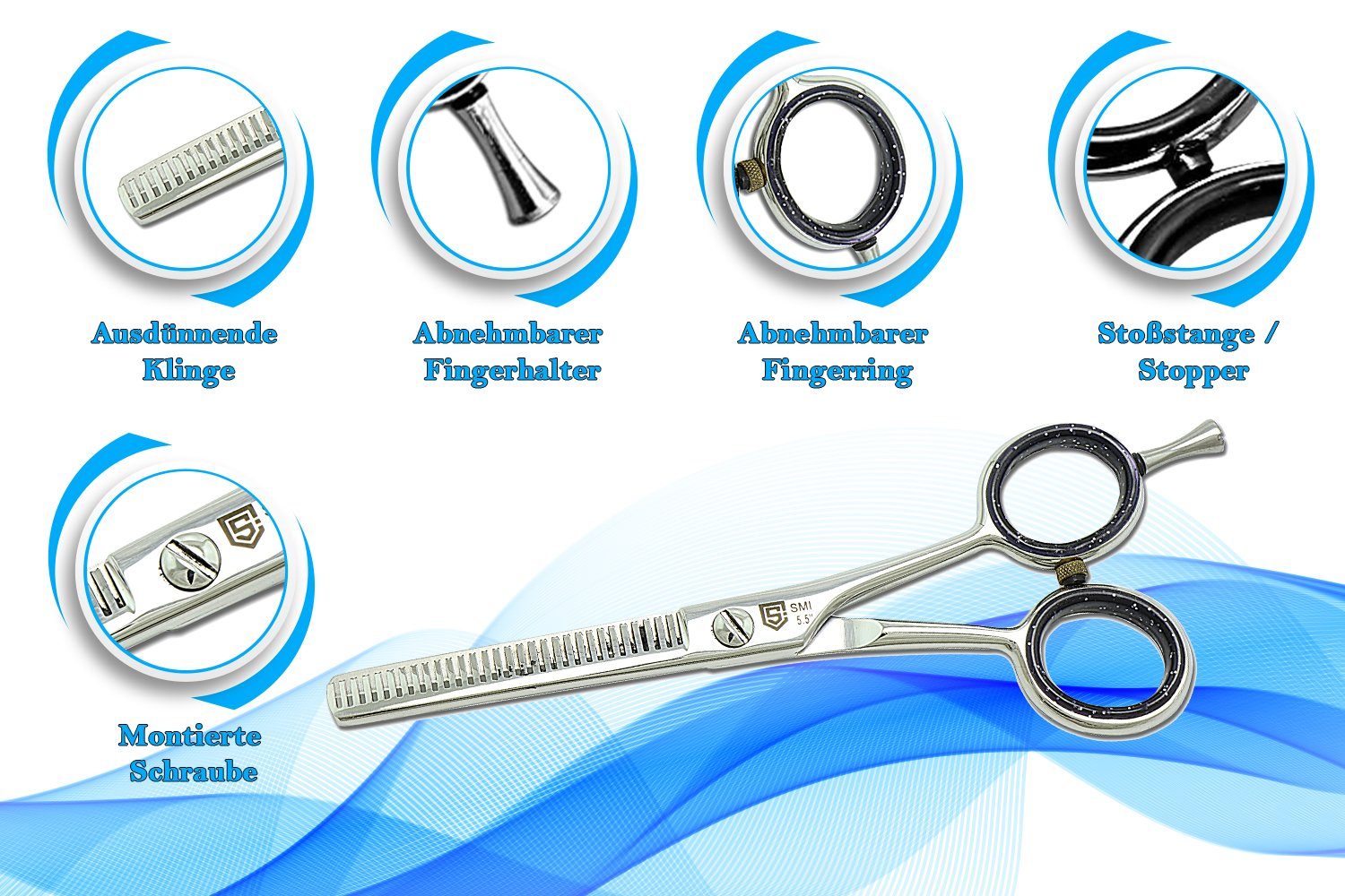 SMI Haarschere 5,5 zoll Effilierschere Ausdünnschere Haarschere Friseurscheren