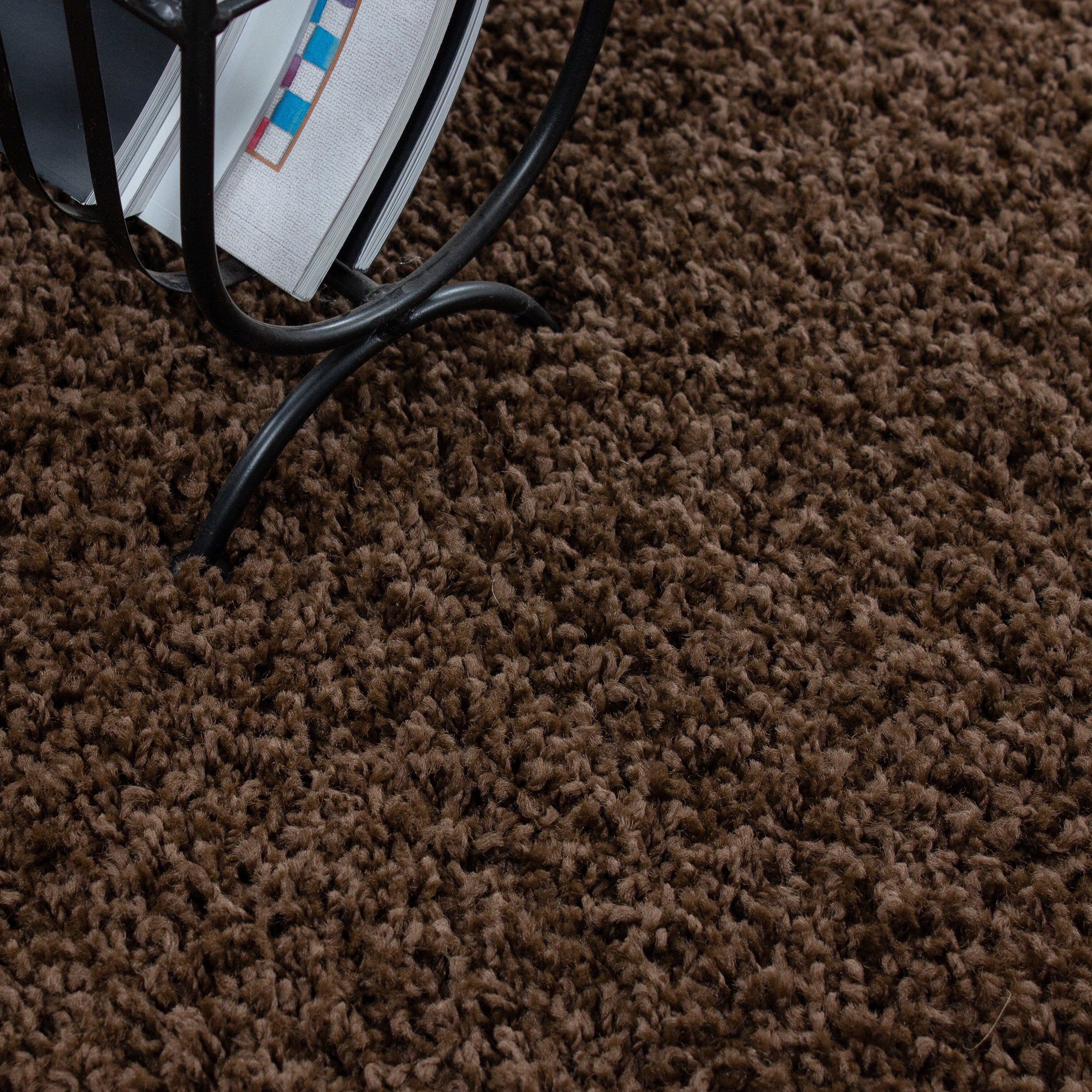 Teppich Unicolor - Rund, 50 Teppich Wohnzimmer mm, Einfarbig, Höhe: Teppium, Braun