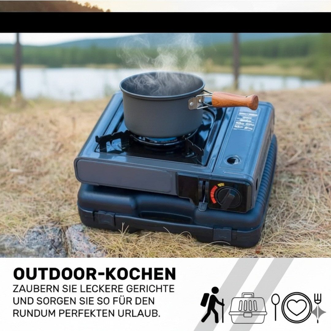 JUNG Gaskocher Campingkocher 4 Gaskartuschen, Notfallkocher survivalkit kocher stromausfall notfall