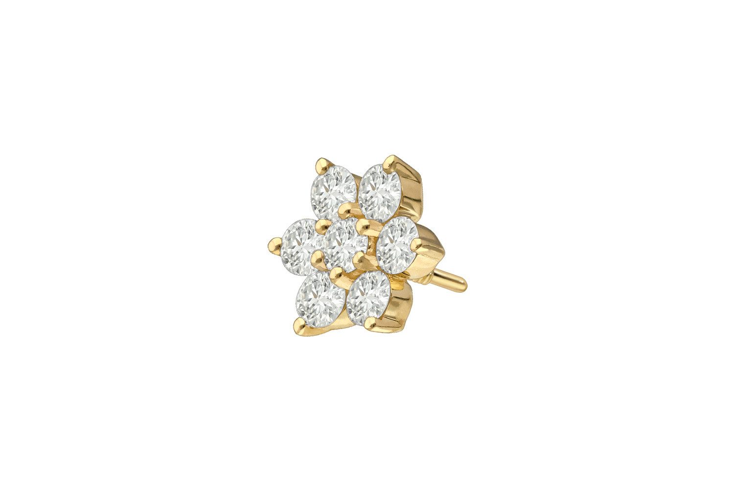 PIERCINGLINE Piercing-Set 18 Karat Gold Schraubaufsatz mit Außengewinde DIAMANT-BLUME (Schraub-Aufsätze, 1-tlg)