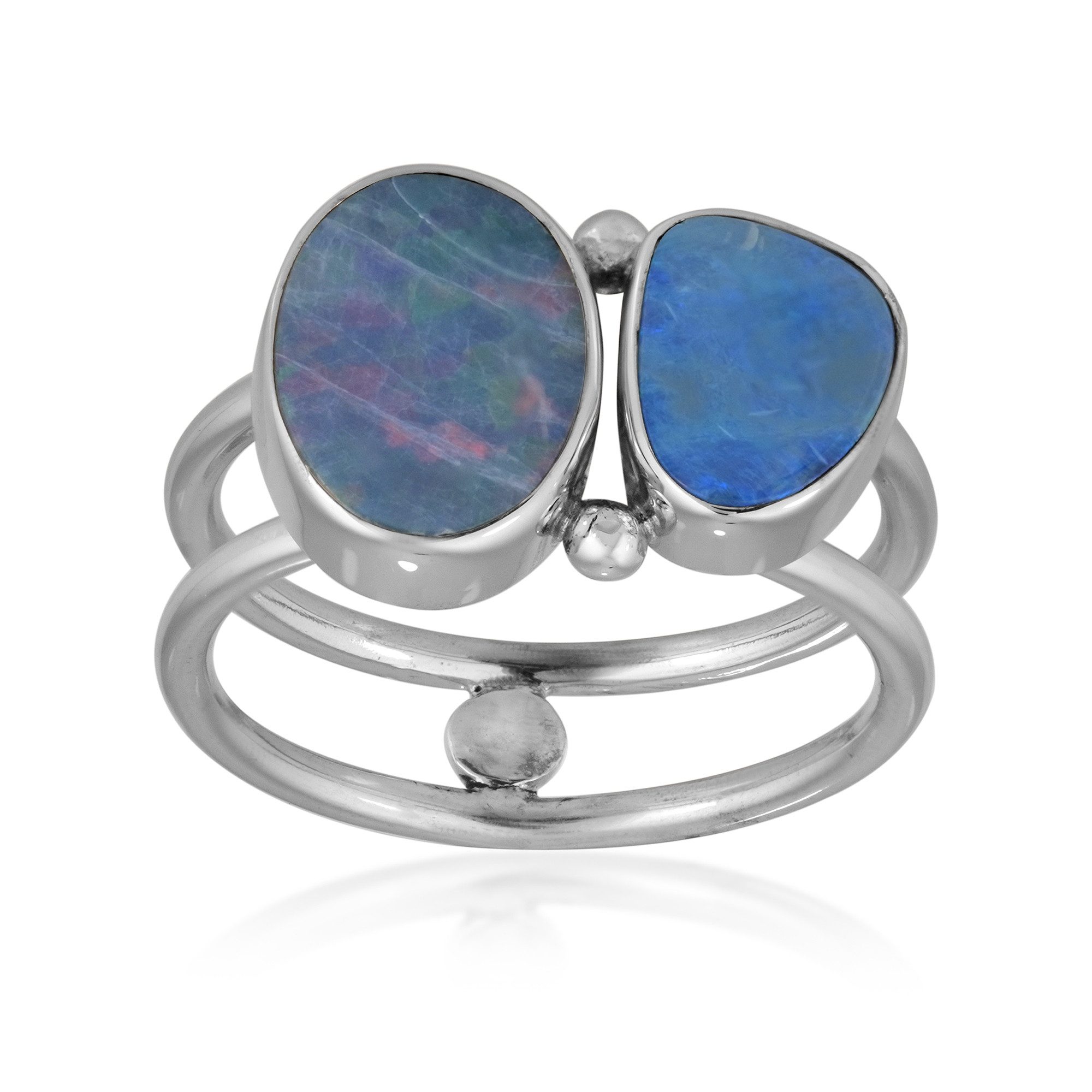 Cavill Silberring Cavill Silberring 925 mit 3,5 ct Opal-Dublette blau-lila Echtschmuck (1-tlg)