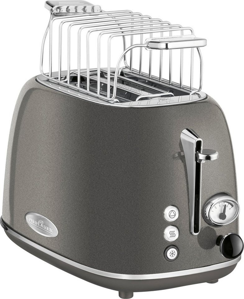 ProfiCook Toaster PC-TA 1193, 2 kurze Schlitze, für 2 Scheiben, 815 W,  anthrazit, massives Metallgehäuse (lackiert) mit hochwertigen  Chromapplikationen
