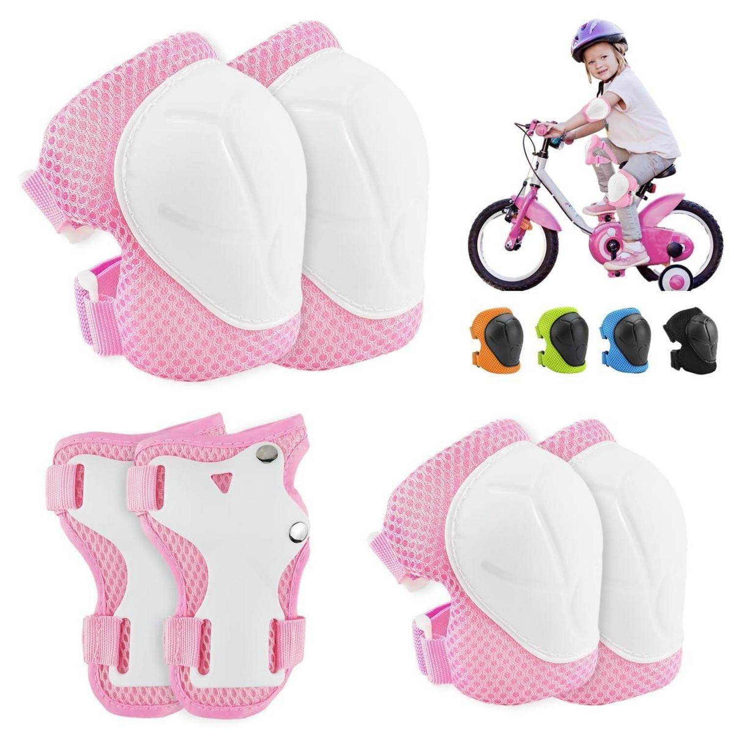 LuxusKollektion Protektoren-Set Kinder Schoner Set 6in1 Rosa Weiss