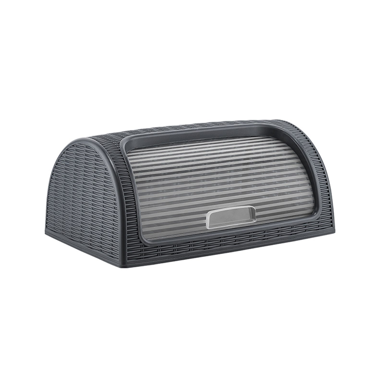 Michelino Brotkasten Brotkasten in Rattanoptik Anthrazit, Kunststoff, (Stück, 1-tlg., 1 Brotkasten), Brotaufbewahrung Brotbox