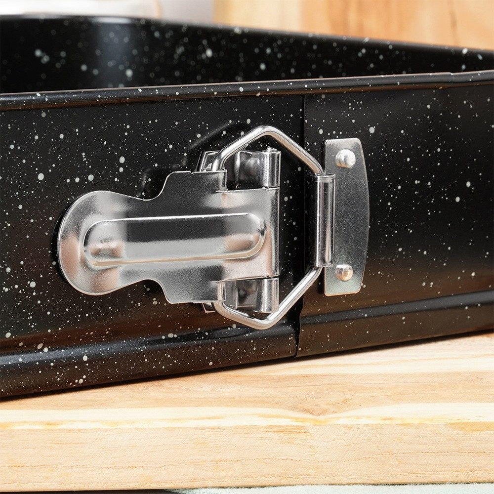Vilde Springform 20x20x6.8 cm quadratisch aus Karbonstahl mit Granitbeschichtung, herausnehmbarer Boden, auslaufsicher, bis 230°C hitzebeständig – Bild 4 von 5