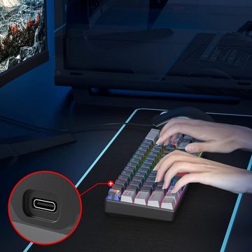 SOLIDEE RGB LED-Hintergrundbeleuchtung Gaming-Tastatur (Ultimatives Gaming-Erlebnis, Kompakte 65% Tastatur für FPS-Spieler)