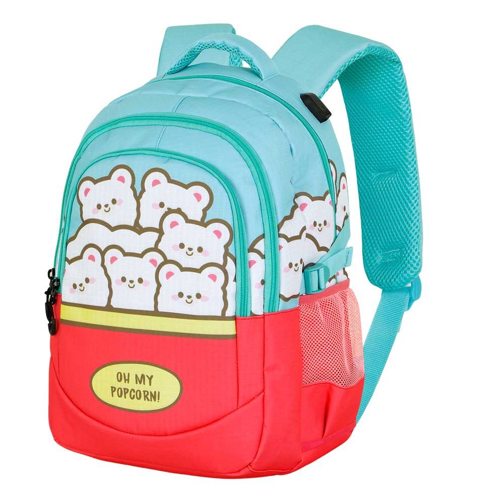 Oh My Pop! Laptoprucksack Popcorn großer Rucksack Tagesrucksack Alltagsrucksack Schulrucksack, USB-Anschluss für elektronische Geräte