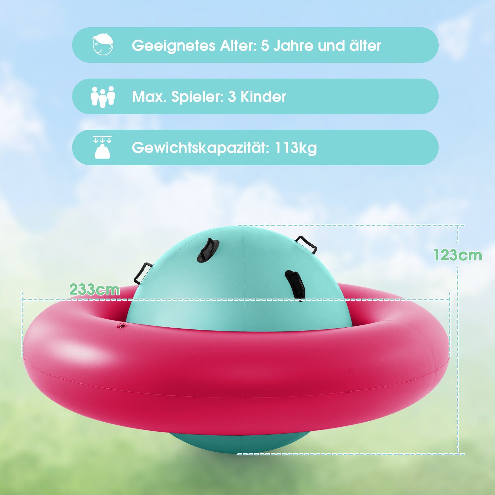 COSTWAY Hüpfball Kuppelwippe Schaukelspielzeug, mit 6 Griffe