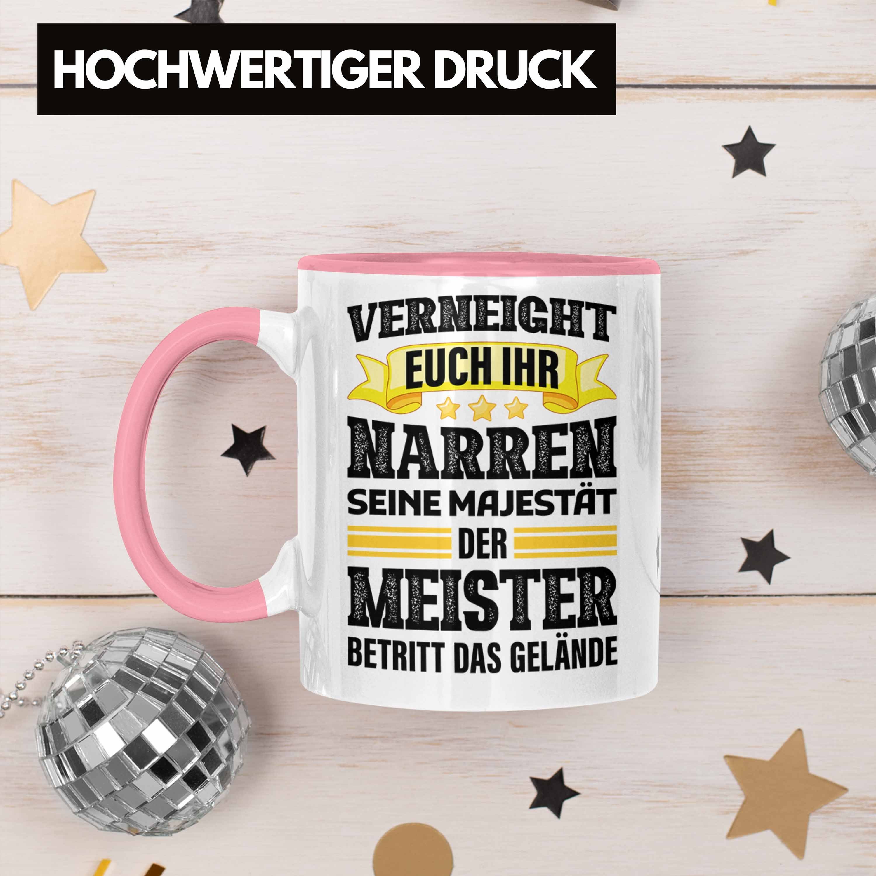 Maler Dachdecker - Elektrotechnik Meisterprüfung Metallbauer Schreiner Bestanden Meister Trendation Trendation Elektronik Prüfung Geschenk Tasse Tasse Rosa Mann