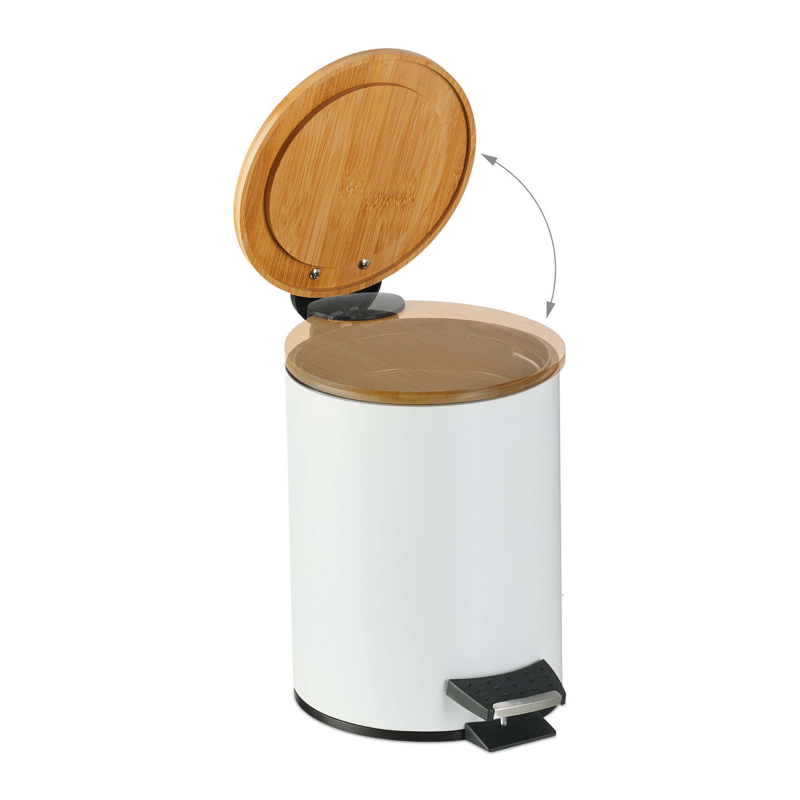 Relaxdays Treteimer 5 Liter – Edelstahl-Optik, Mit Tretmechanik & Absenkautomatik, Für Küche & Bad