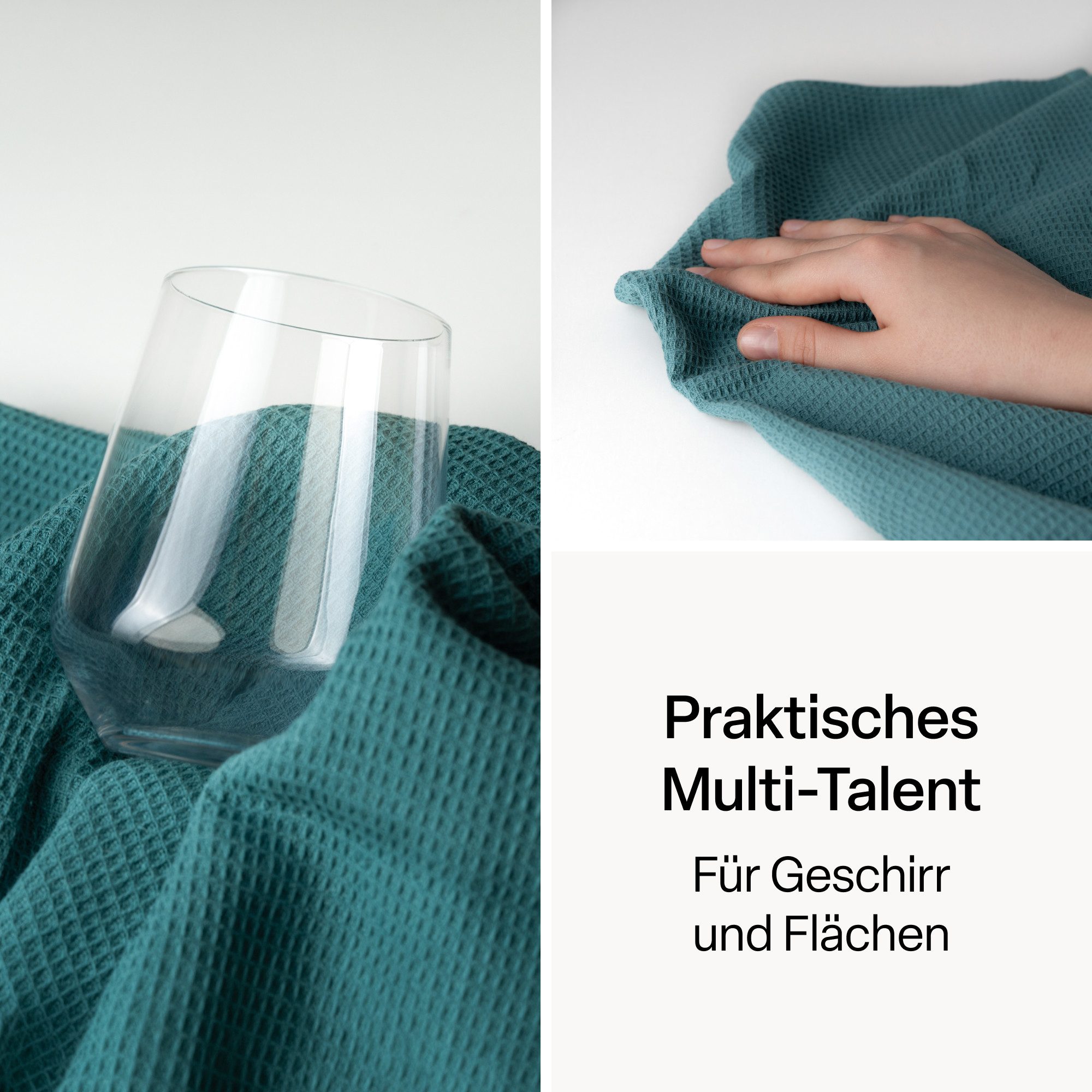MiaMio Geschirrtuch Geschirrtücher Baumwolle 4er Set 65x47 cm Waffelstruktur Dunkelgrün, (Set, 4-tlg), Waffelstruktur, 65 x 47 cm – Bild 5 von 5
