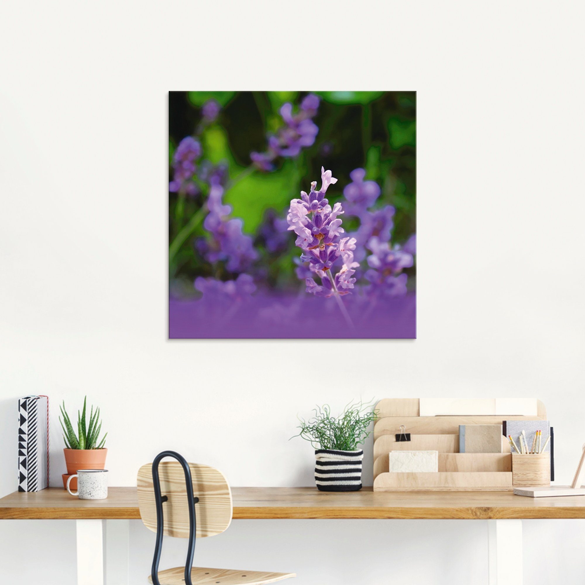 Lavendel, St), Größen Blumen in (1 Glasbild Artland verschiedenen