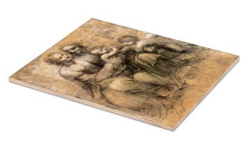 Posterlounge Holzbild Leonardo da Vinci, Jungfrau und Kind mit St. Anna, Illustration