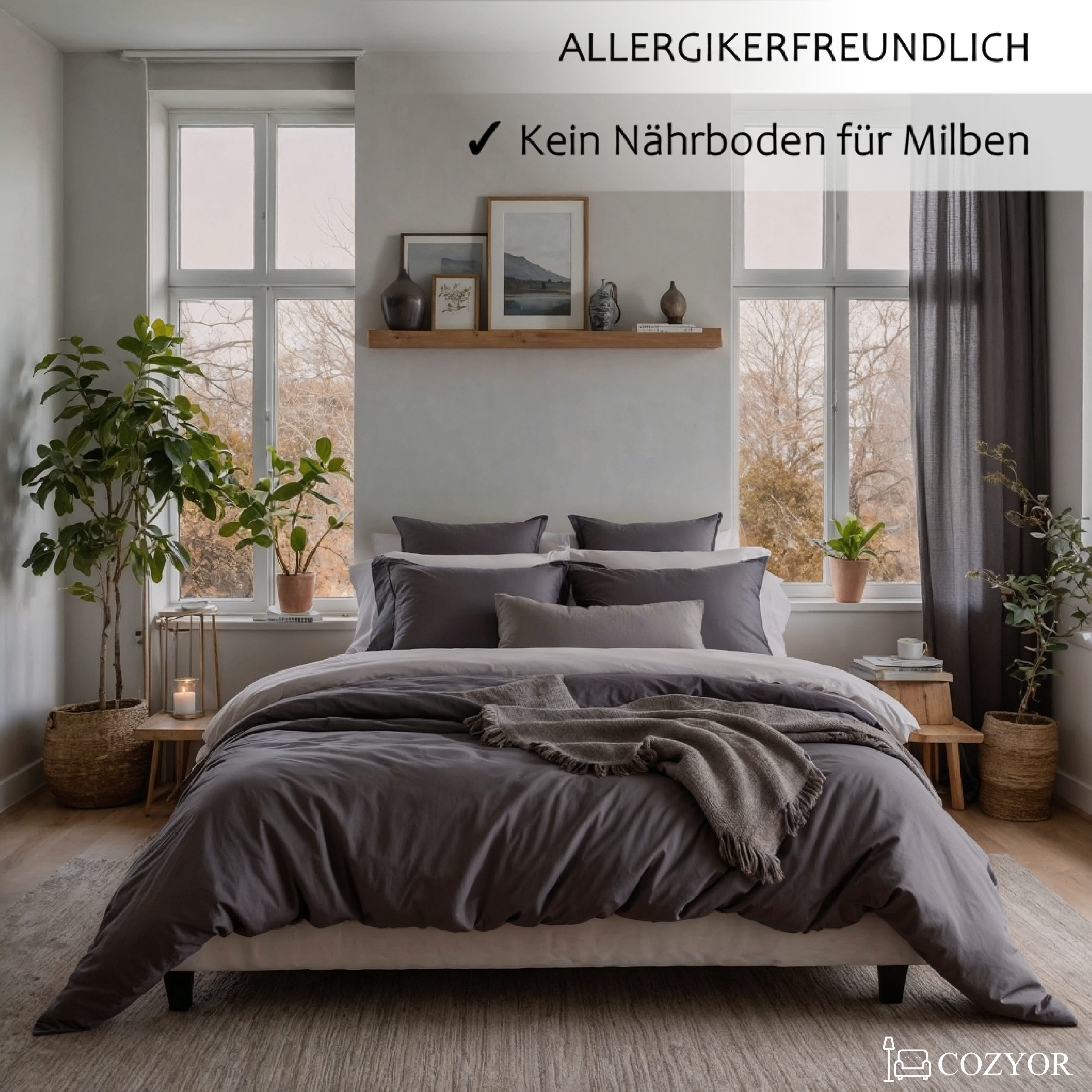 Cozyor Bettwäsche Allergiker Bettwäsche extra weich, 135x200 155x200 155x220 200x200, Mikrofaser, 2 teilig, allergikerfreundlich – Bild 4 von 5