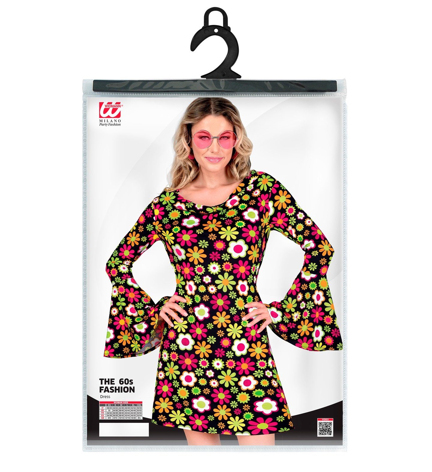 Widmann S.r.l. Kostüm Retro Damen Kleid 'Flowers', Mehrfarbig - Kostüm