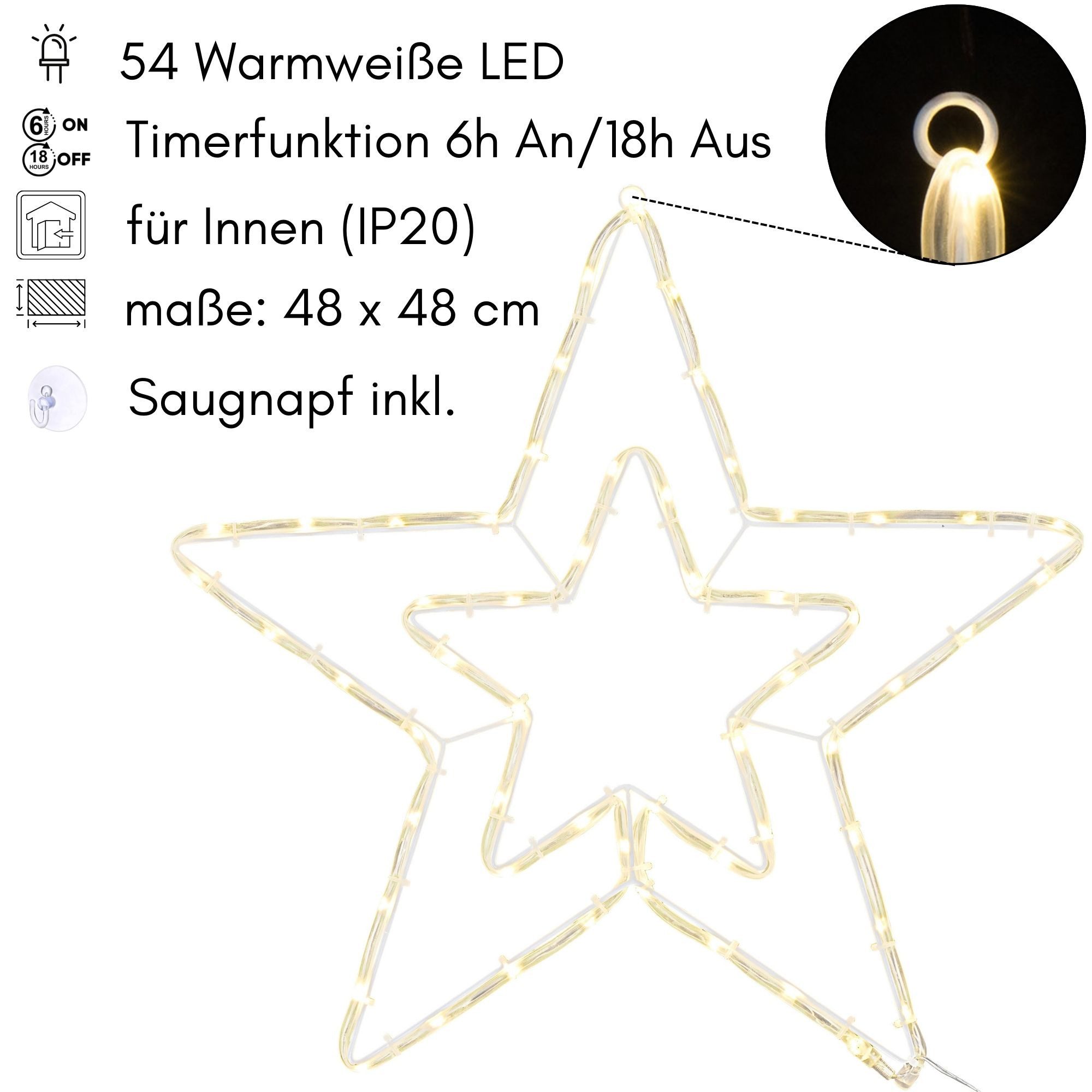 Kamelio LED Fensterbild LED Fensterdeko Weihnachten mit Timer und Batterie Fensterbild, LED, warmweiß
