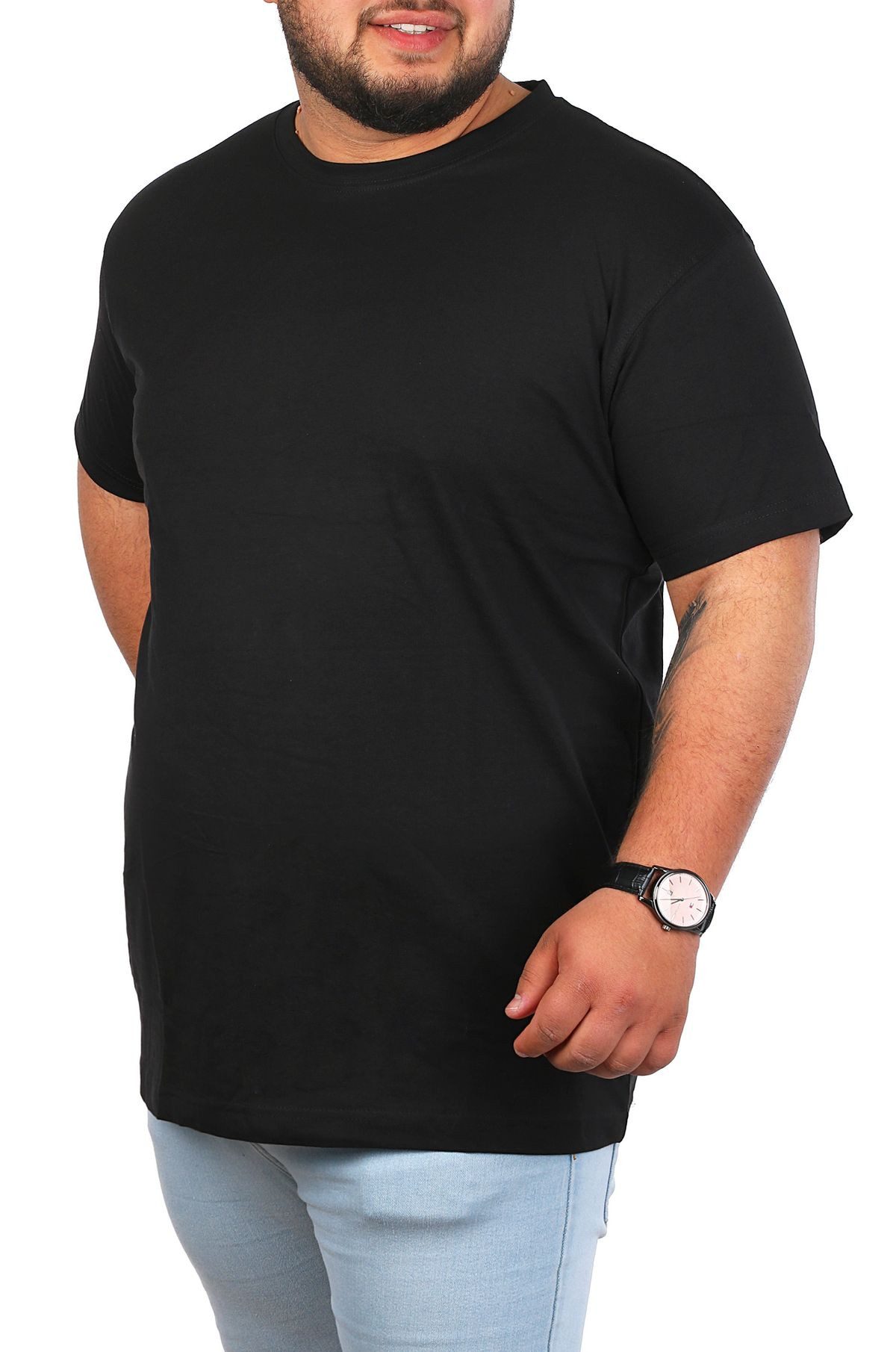 Young & Rich T-Shirt Herren Übergröße Basic big size optimierte moderne Passform Rundhalsauschnitt unifarben kurzarm regular fit