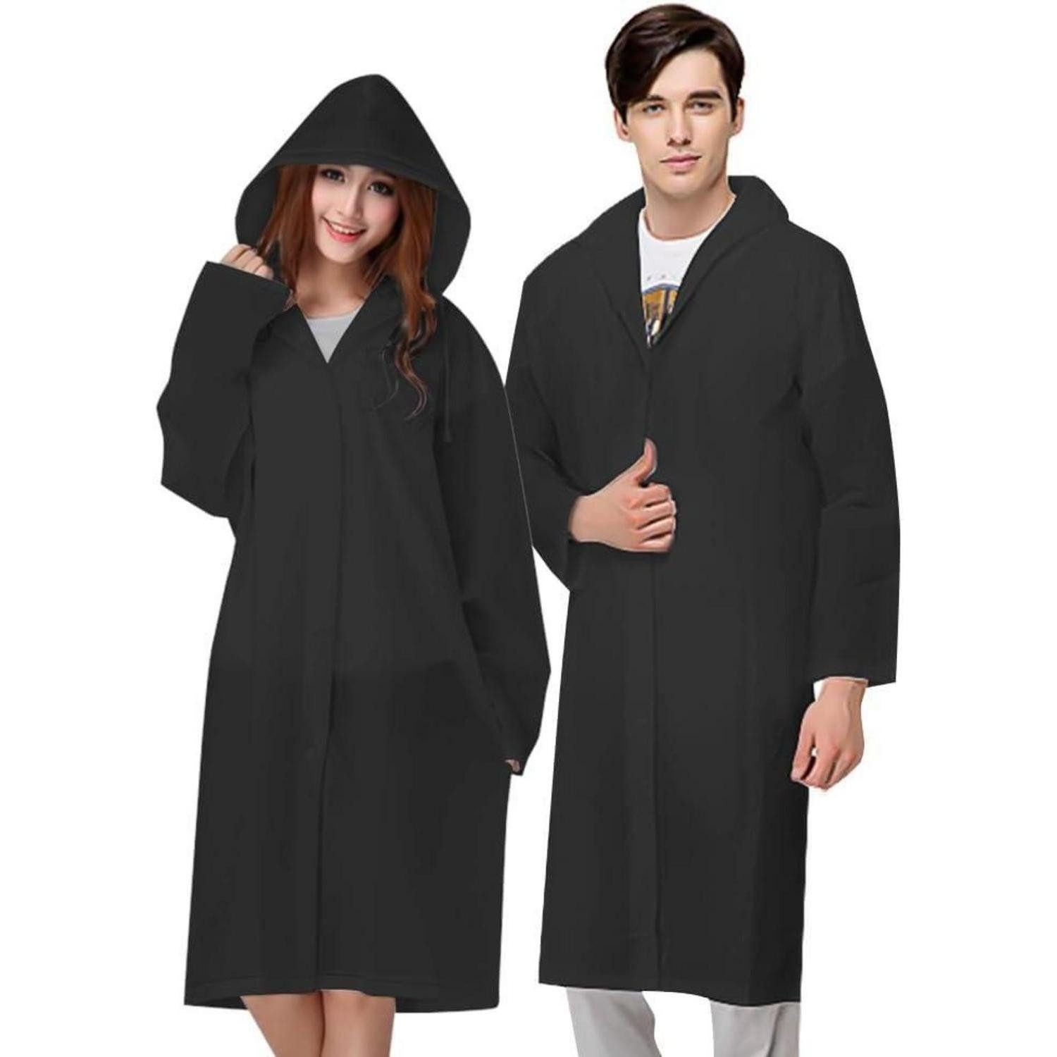 LuxusKollektion Regenmantel Regenponcho PEVA wasserdicht wiederverwendbar transparent 2pcs schwarz