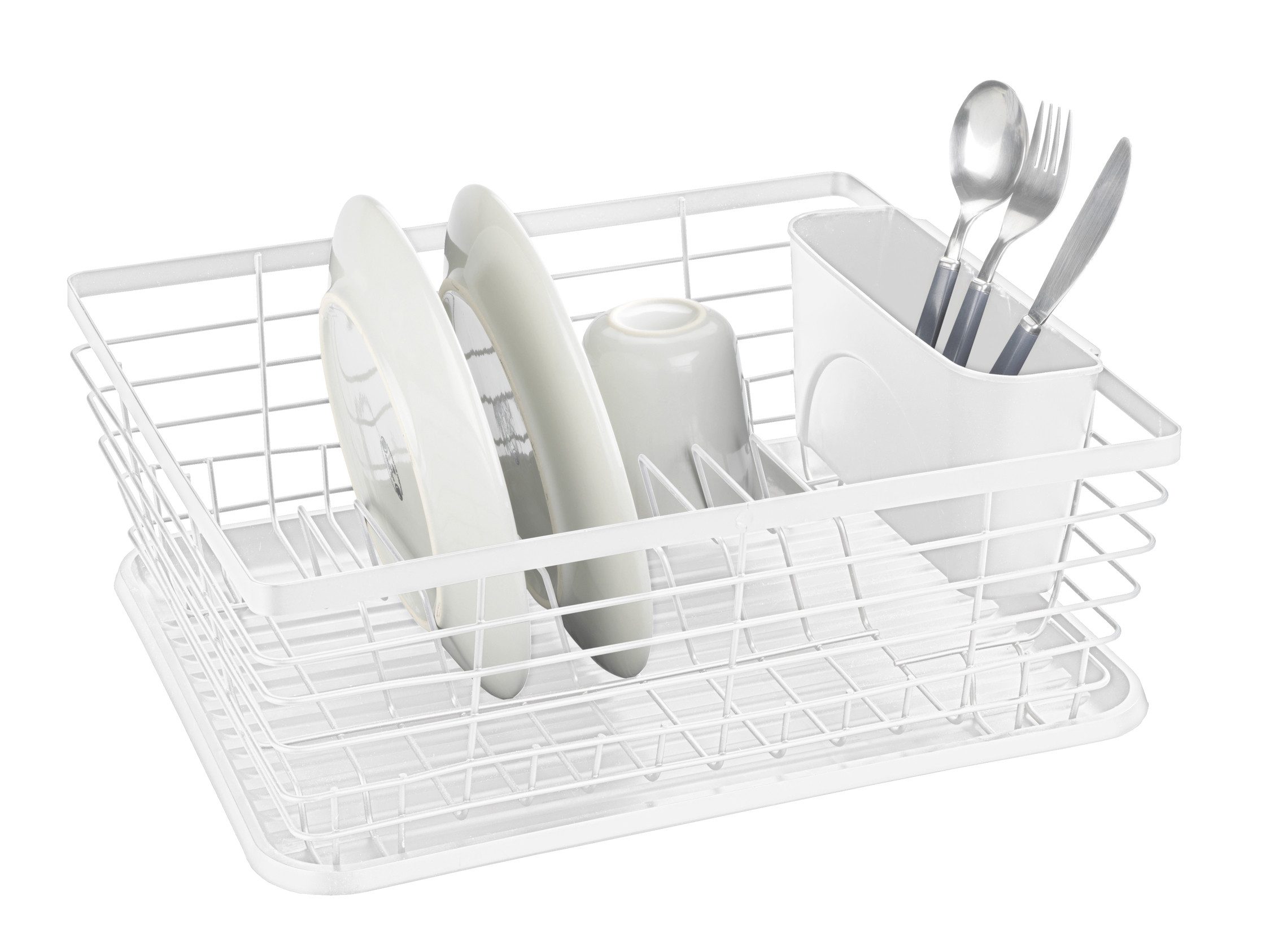 WENKO Geschirrständer Modell Drip, Geschirrabtropfer mit abnehmbarem Besteckkorb und Abtropfschale