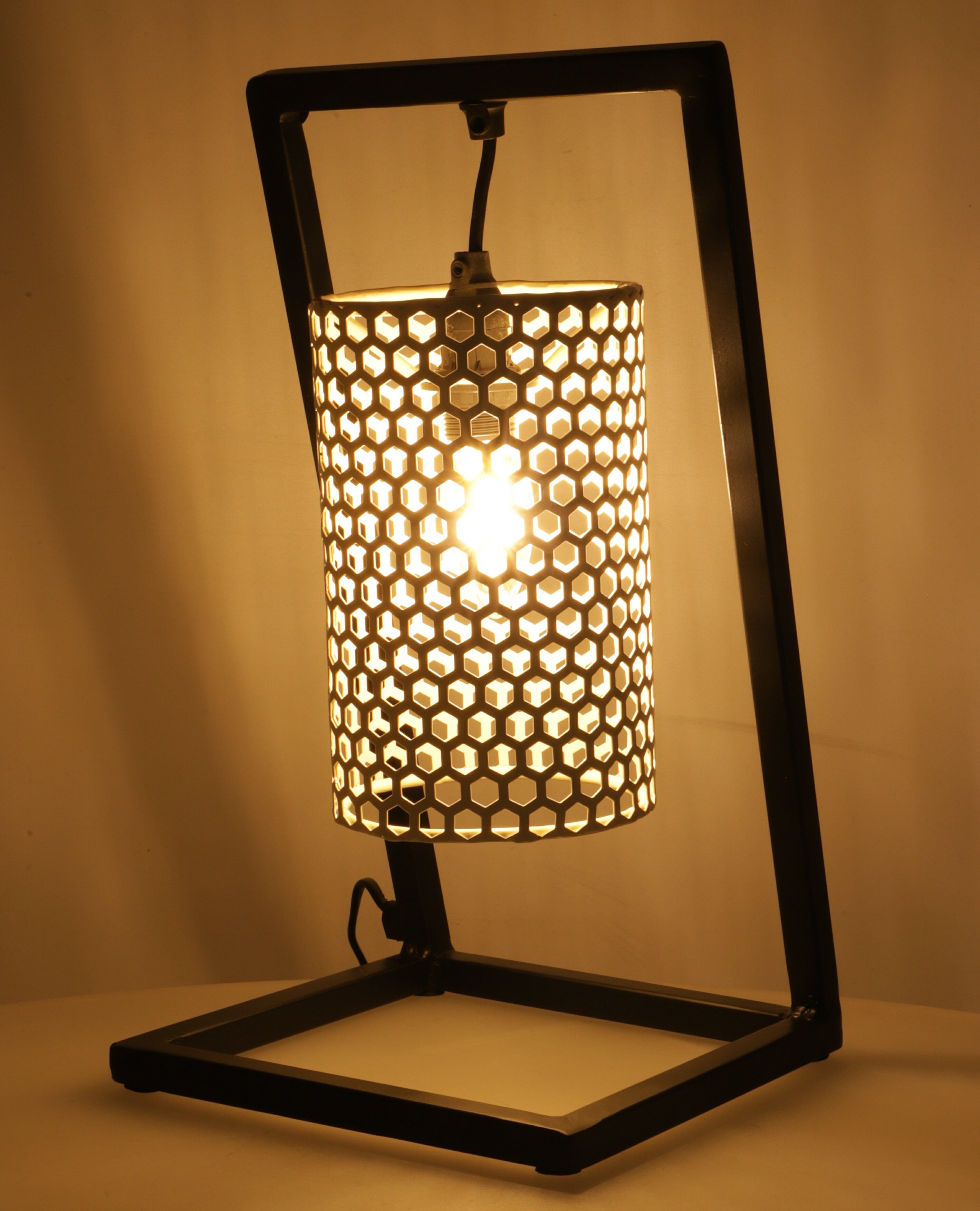 Guru-Shop Tischleuchte Tischlampe, handgemacht aus Metall und Jute -.., Leuchtmittel nicht inklusive