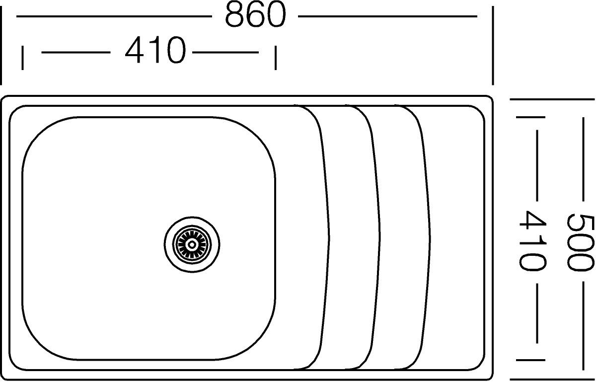 RESPEKTA Edelstahlspüle, 86/50 cm