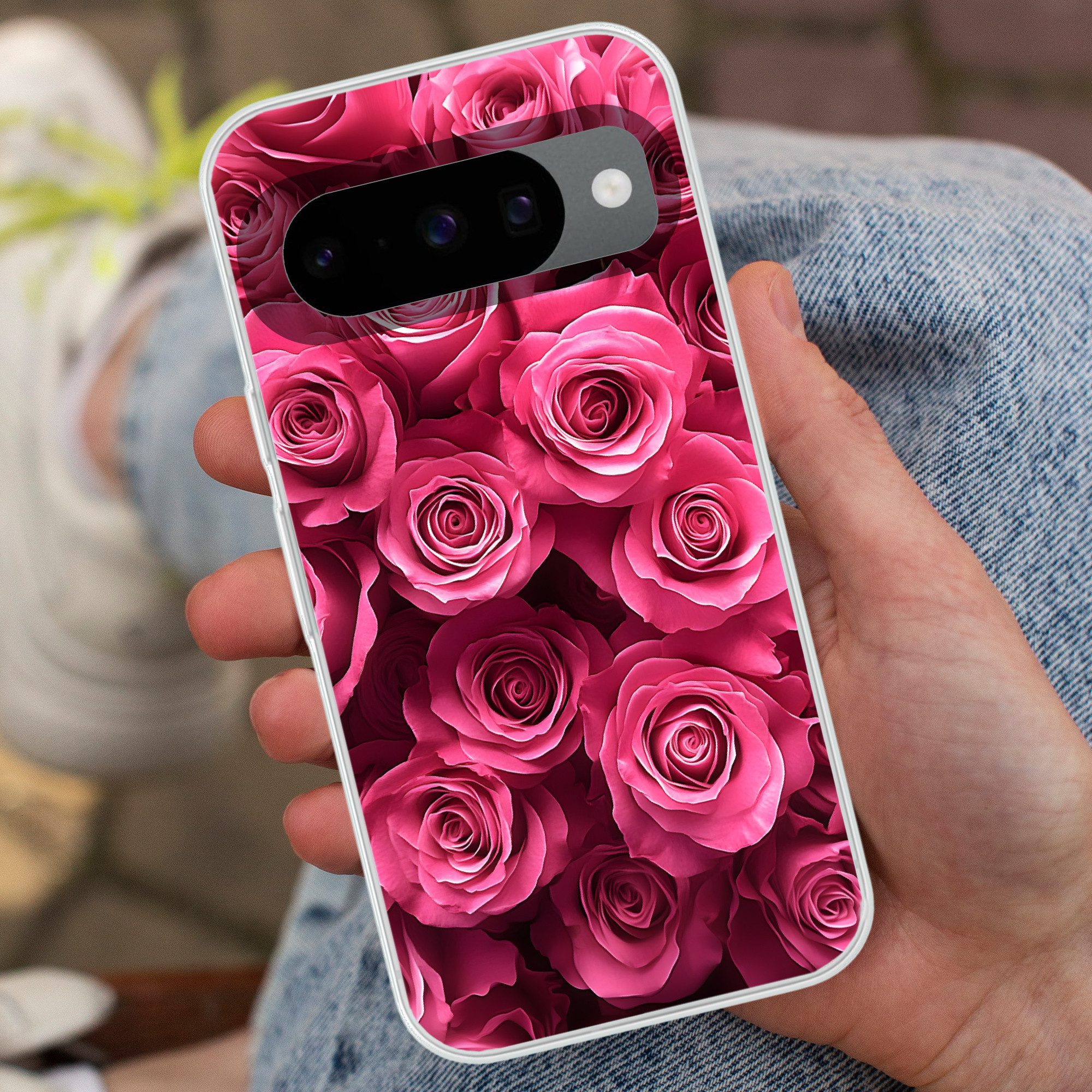 MuchoWow Handyhülle für Google Pixel 10 Pro Rosen - Rosa - Blume, Handy Case, Silikon, Bumper Case Dünn