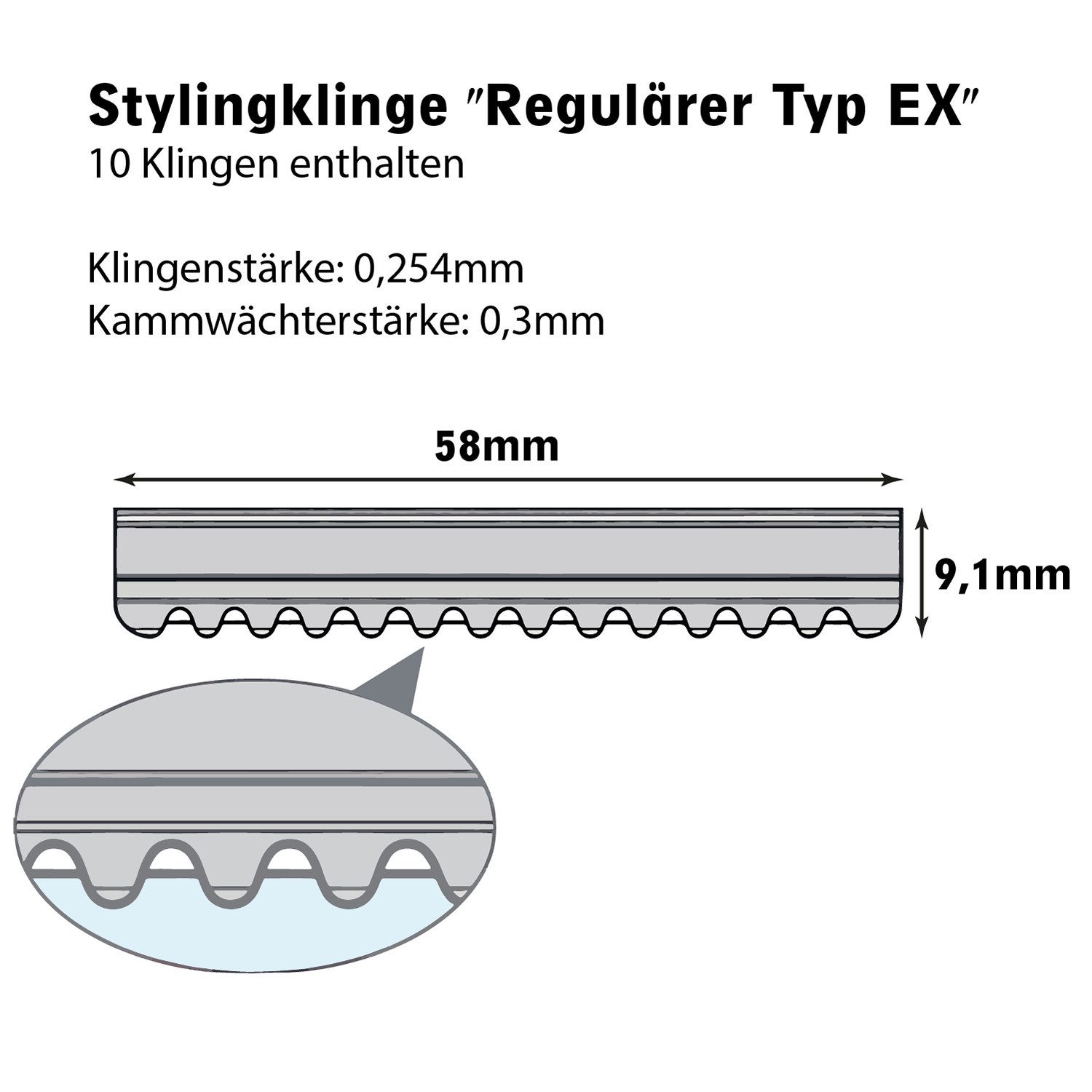 Feather Haarschneider Styling Razor Haarmesser schwarz Klinge Regular Type EX, inkl. 10 Ersatzklingen, wechselbare Klinge – Bild 5 von 5
