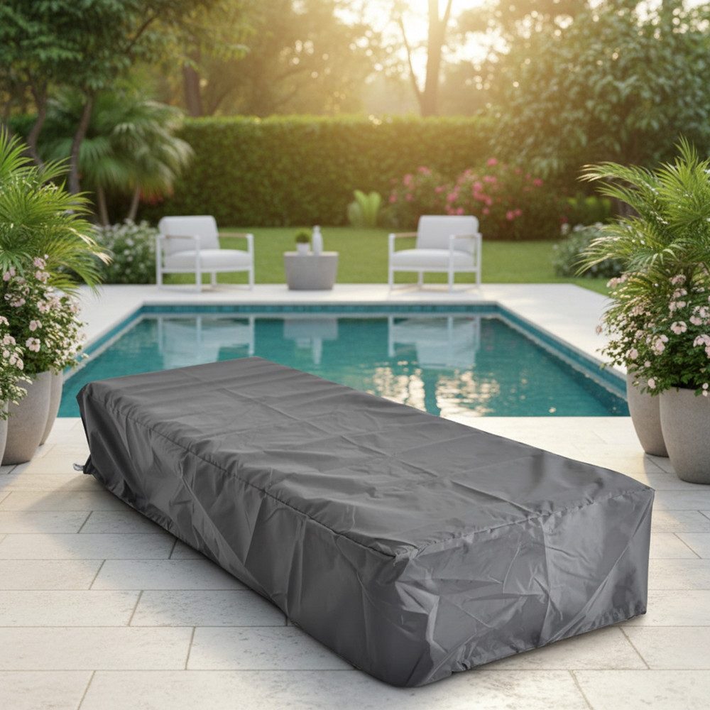 Feel2Home Gartenmöbel-Schutzhülle Schutzhülle 210x67x30 Schwarz Gartenmöbel Rattan Abdeckung Plane Haube (Stück, 1-St., Schutzhülle für Gartenmöbel), Kordelverschluss
