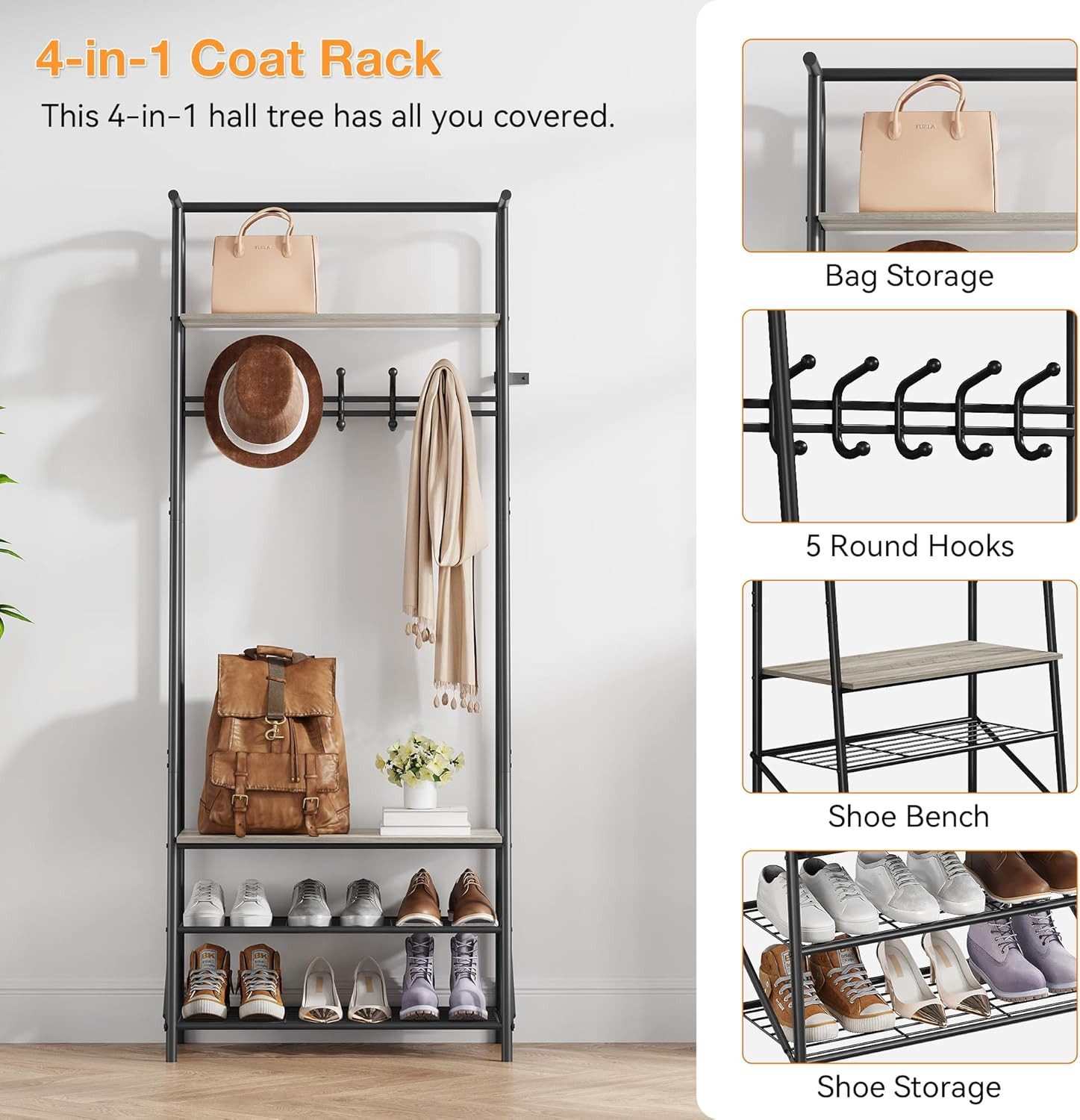 GarveeMore Garderobenständer Garderobenständer Kleiderständer mit Schuhbank günstig online kaufen