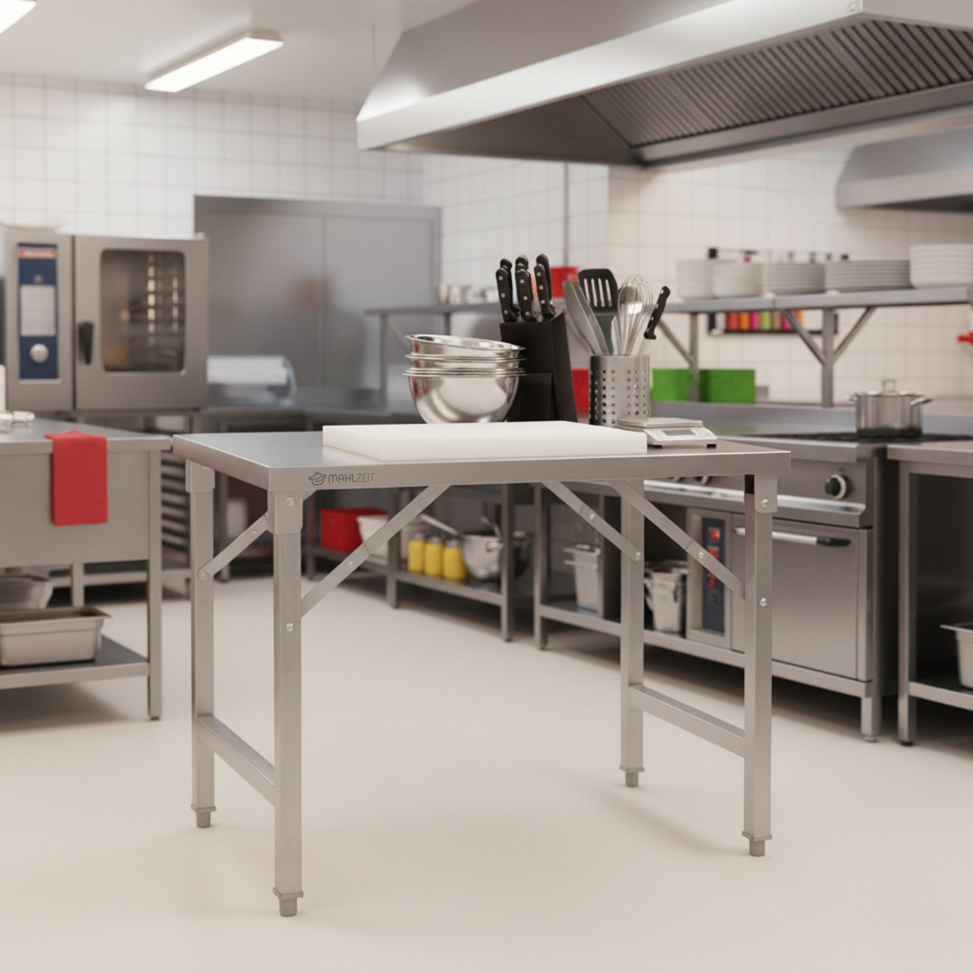 Mahlzeit Küchentisch Edelstahltisch, 100 x 70 x 80 cm, Arbeitstisch Klappbar, Klapptisch (1-St), Langlebig