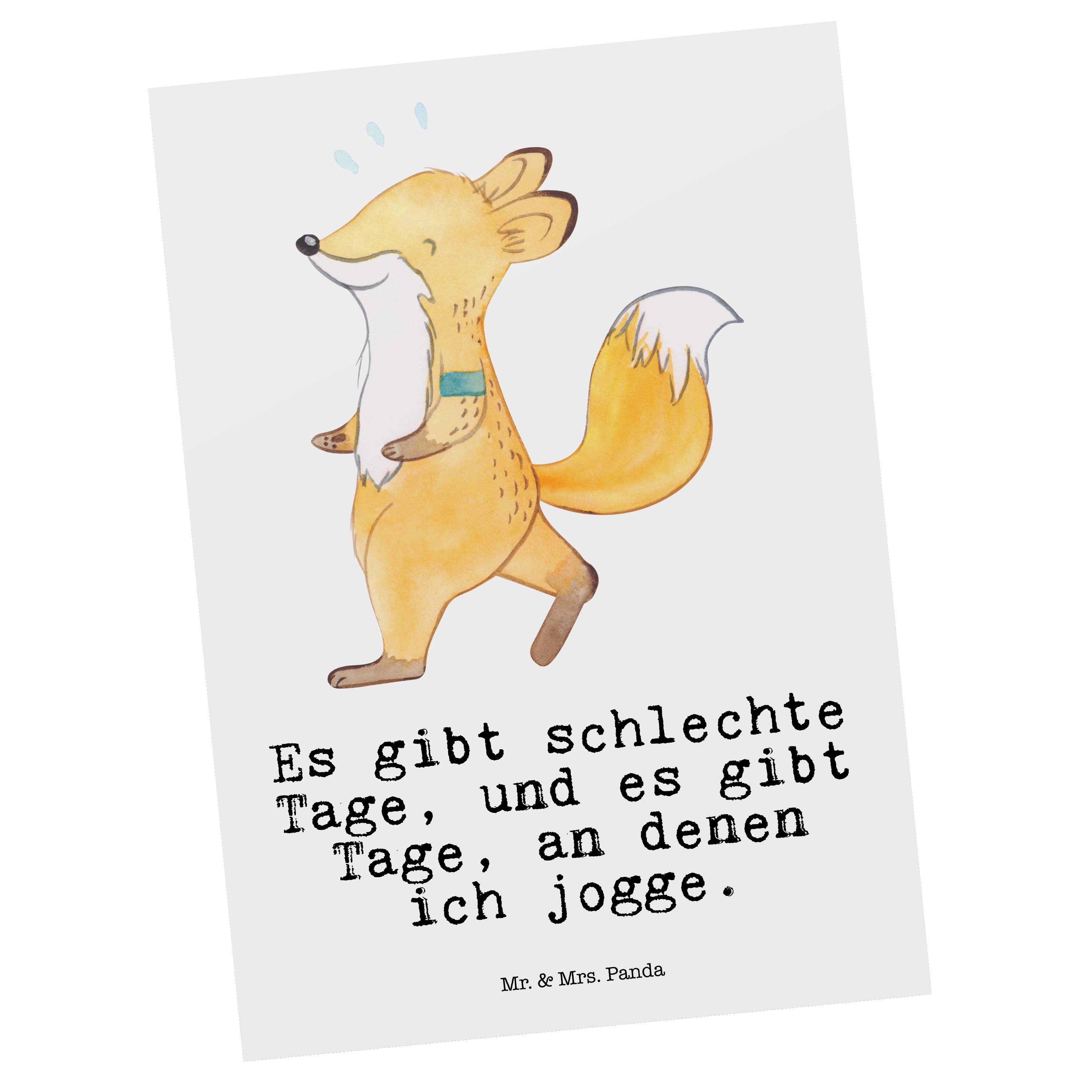 Mr. & Mrs. Panda Postkarte Fuchs Joggen Tage - Weiß - Geschenk, Einladung, Hobby, Ansichtskarte