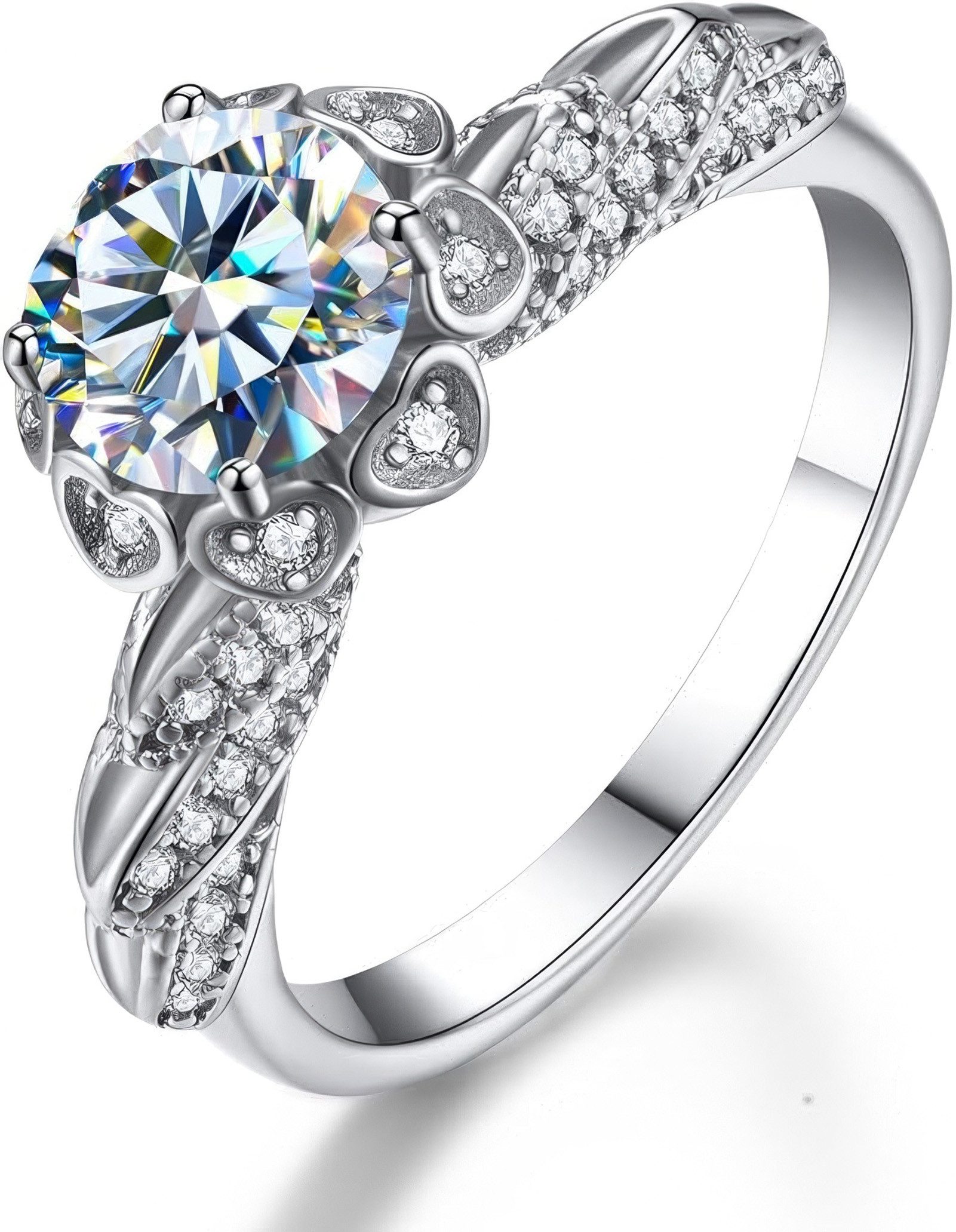 Jumpeak Diamantring Ring Gold Damen 585 Echtgold,Diamant Ring Damen,Lab Grown Diamant Ring, 1ct,E,VS2,3EX,IGI-Zertifikat,Engagement Ring,Geschenk Für Freundin