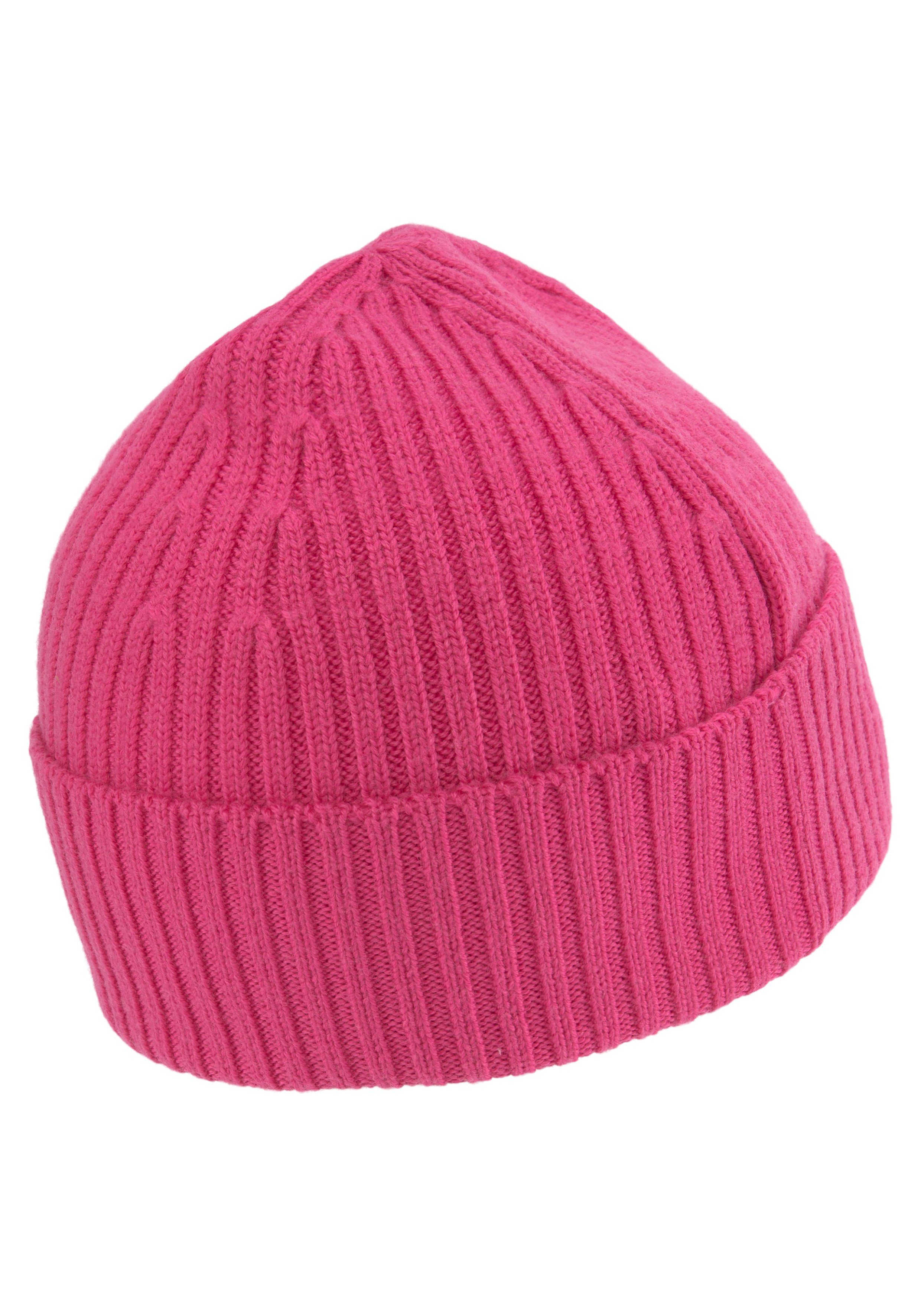 Lacoste Logostickerei Strickmütze mit pink