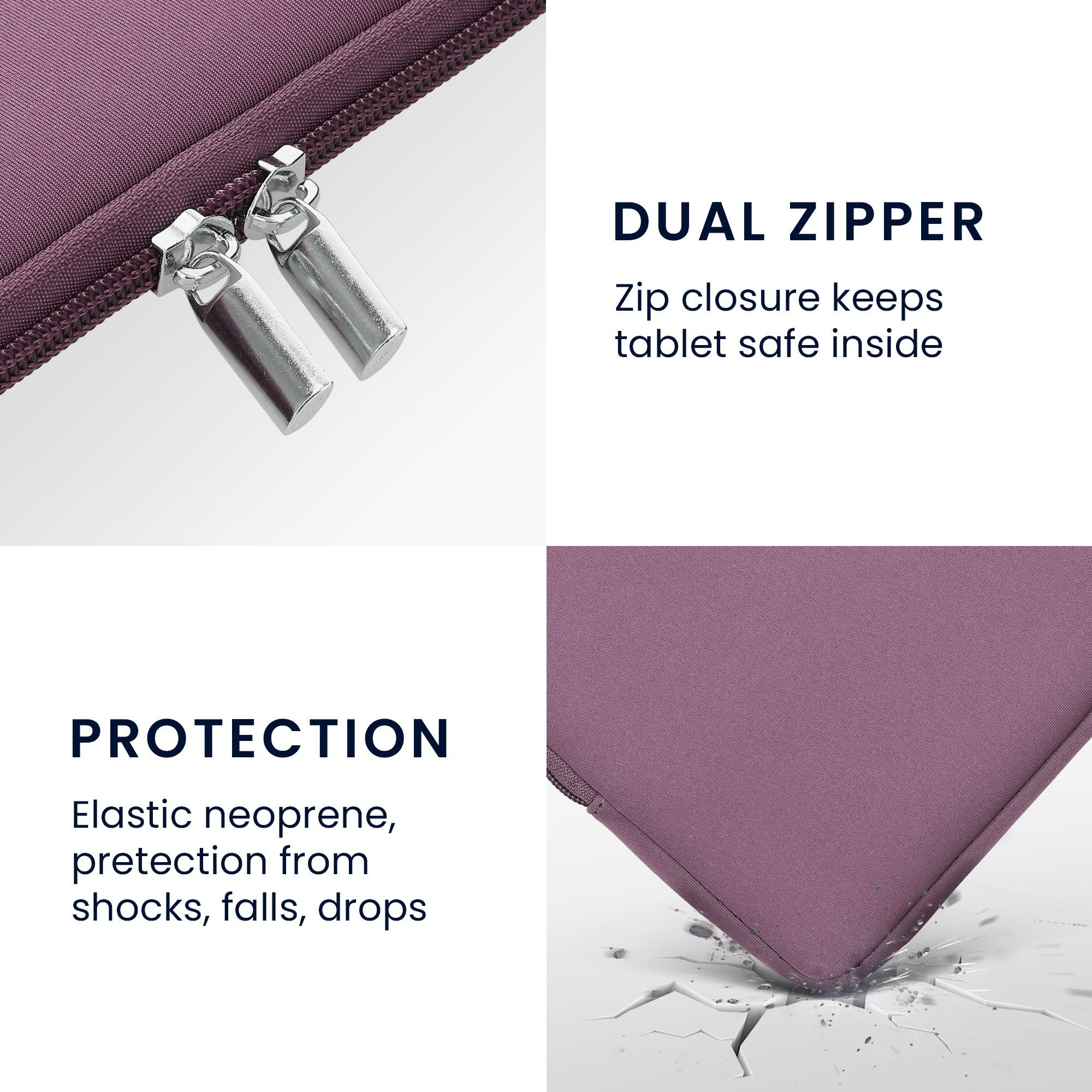 kwmobile Tablet-Hülle Tablet Hülle für 9,7"-11" Tablet, Universal Neopren Tasche Cover Case - Schutzhülle Sleeve in Lavendel – Bild 4 von 5