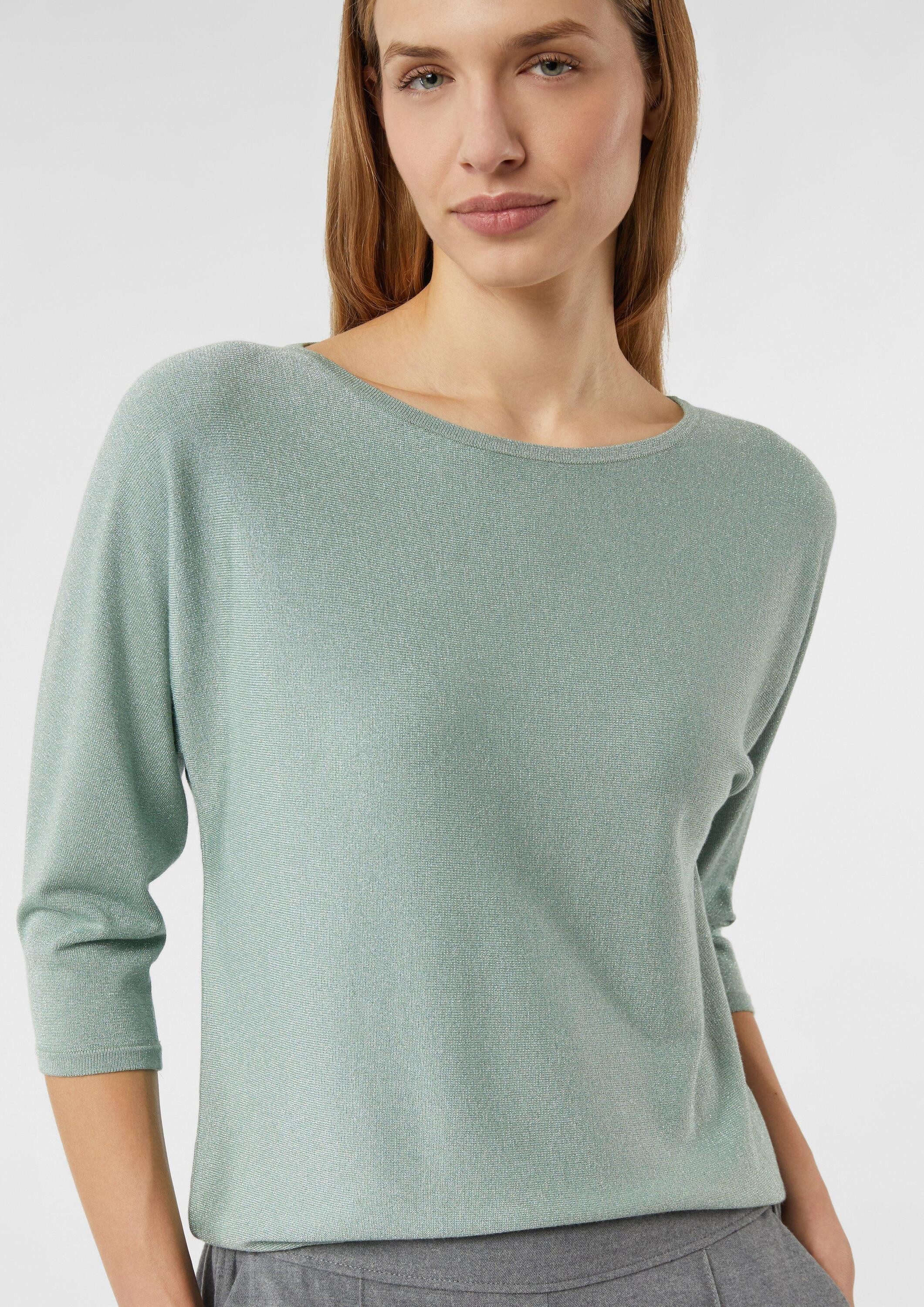 comma 3/4 Arm-Pullover Strickpullover Feinstrick-Pullover mit Glitzergarn und Fledermausärmeln