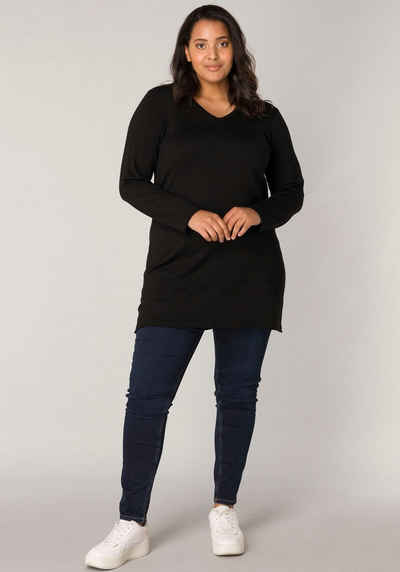 Base Level Curvy V-Ausschnitt-Pullover BAS-ANINE-LONG Feinstrick-Qualität