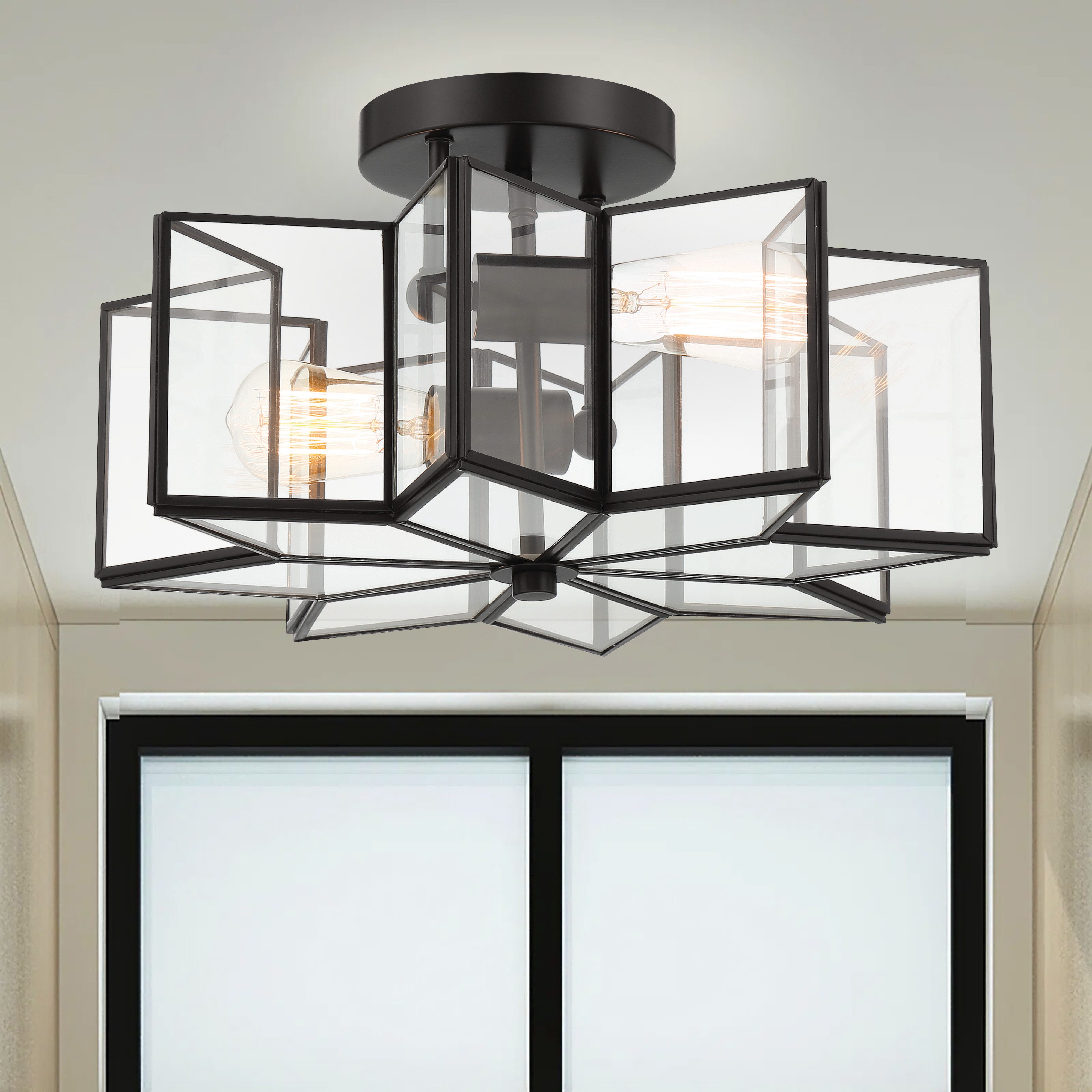 MLT&RIDDLE Deckenleuchte 2-Licht 41cm Einzigartige Sternförmige (8-Eck) Halbeinbau, ohne Leuchtmittel