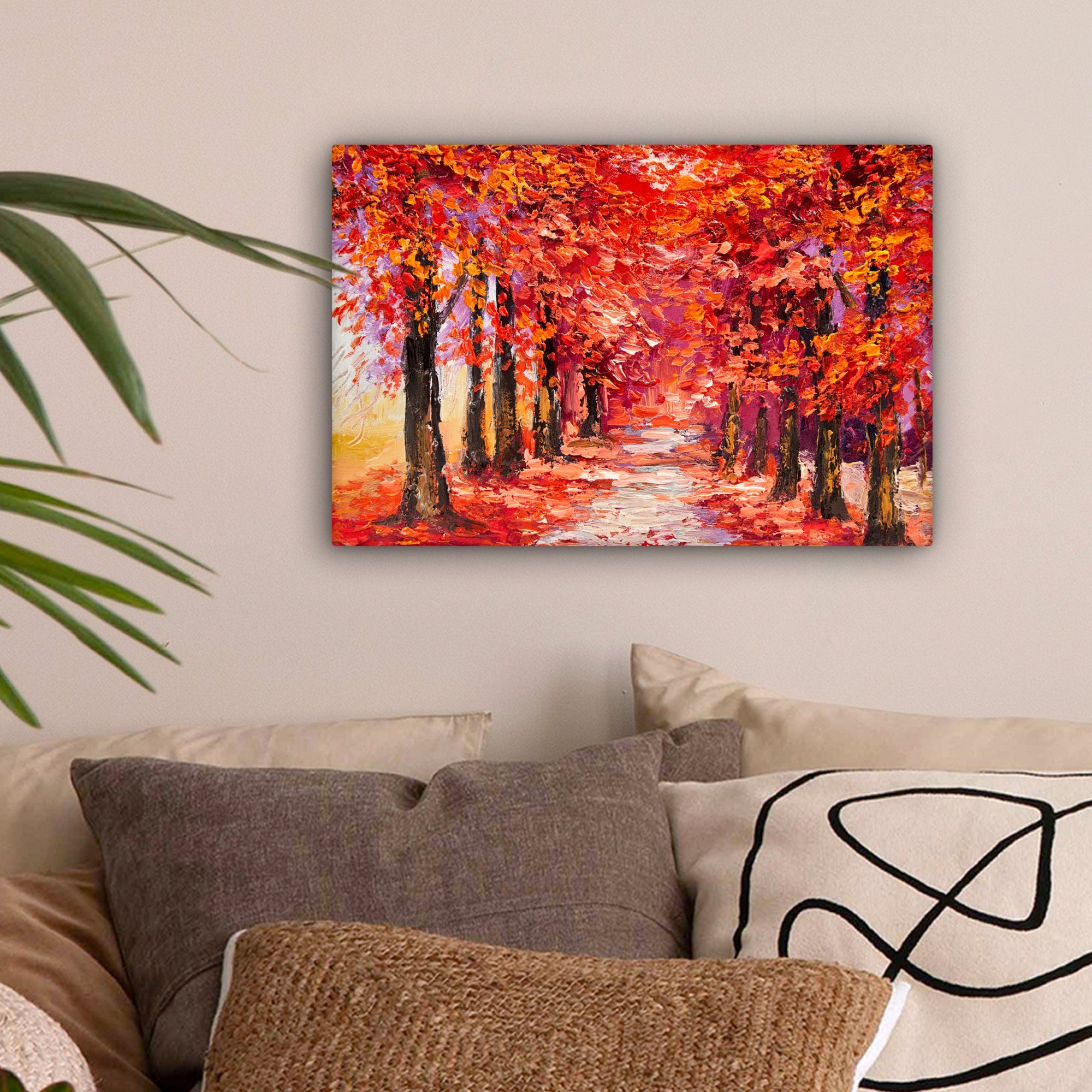 OneMillionCanvasses® Leinwandbild Kunstdrucke - Bäume - Herbst - Ölfarbenop günstig online kaufen