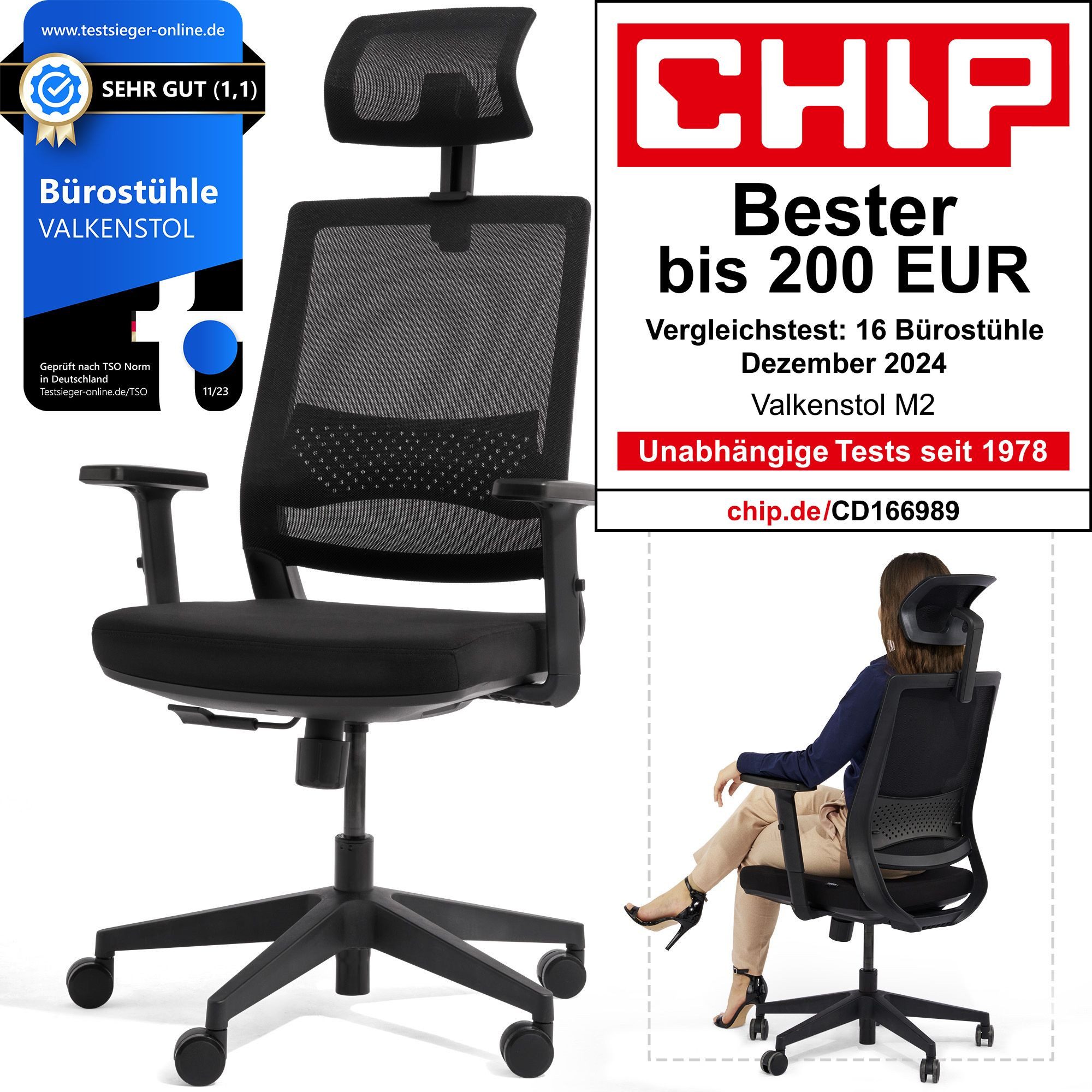 VALKENSTOL Bürostuhl M2 Ergonomischer Bürostuhl 150 günstig online kaufen