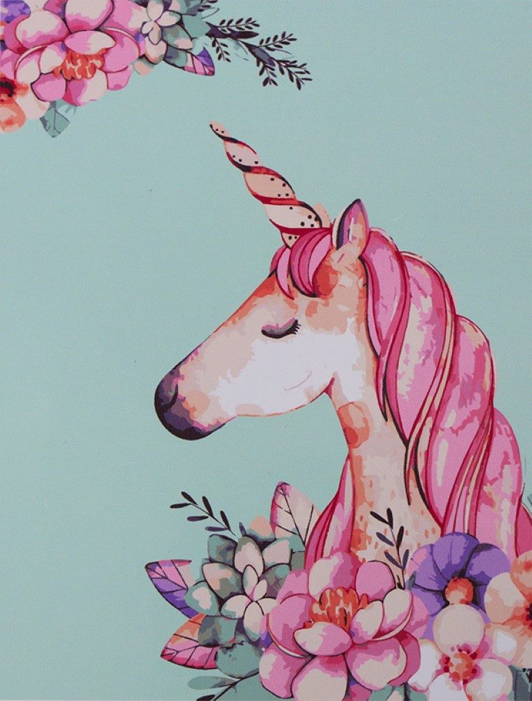 Ikonka Malen nach Zahlen Malen nach Zahlen Set 40x50cm - Einhorn auf Leinwand (Malen nach Zahlen auf Leinwand-Set, Malen nach Zahlen Komplett-Set), Hochwertiges Einhorn-Malen-nach-Zahlen: Einfach, entspannt, kreativ