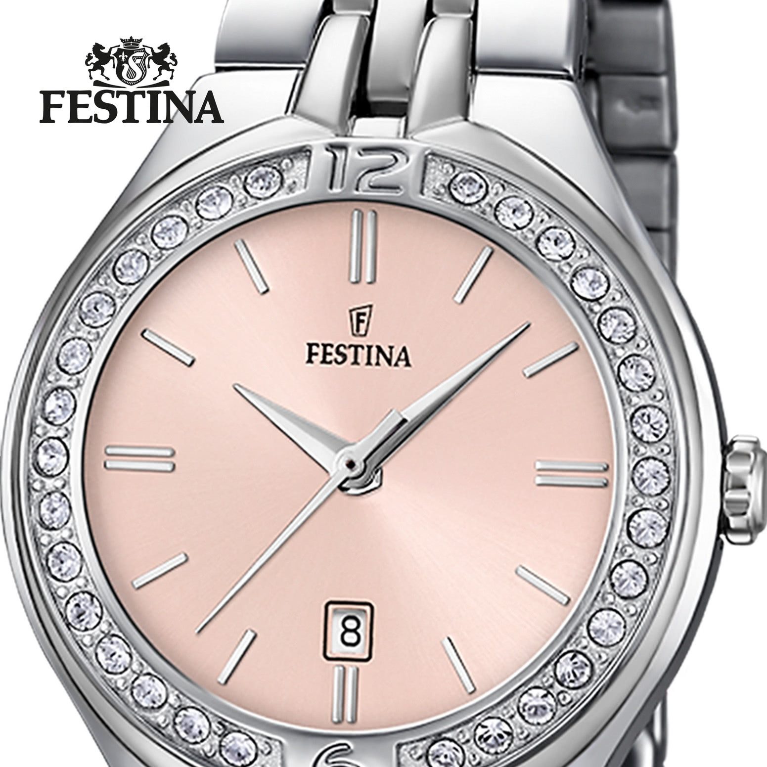 Festina Quarzuhr Festina Damenuhr Mademoiselle Armbanduhr, (Analoguhr), Damen Armbanduhr rund, Edelstahlarmband silber, Fashion