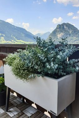VIVANNO Balkonkasten Pflanzkübel Blumenkasten mit Füßen Fiberzement MIKANO - Creme -
