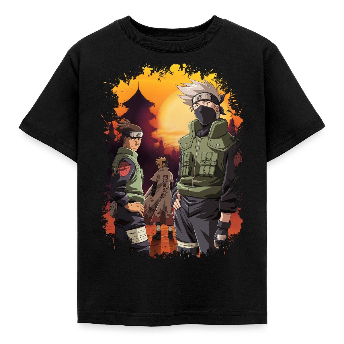 T-Shirt Naruto Cooles Design Mit Kakashi, Iruka Und Naruto Kinder T-Shirt