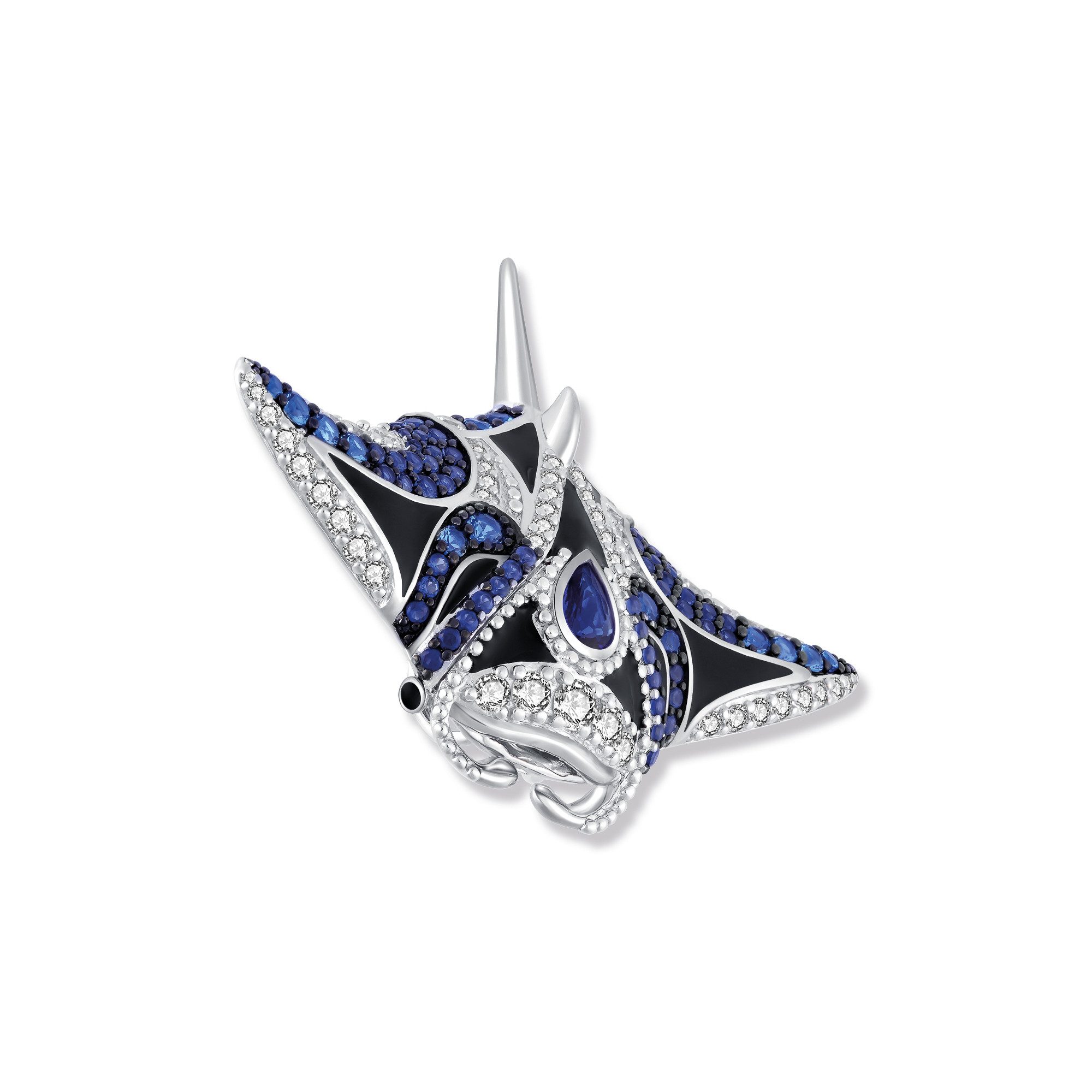 Seinerzeit FLORA & FAUNA Kettenanhänger Raymond Manta Anhänger, Schmuck aus 925 Sterling Silber (Von der faszinierenden Welt der Ozeane und der maritimen Schönheit des Meeres inspirierter Damenschmuck – ein besonderer Begleiter im Alltag und zu besonderen Anlässen, 1-tlg., inkl. Geschenkverpackung für Frauen ob Freundin, Mutter, Ehefrau, Oma), rhodiniert, geschwärzt, mit Emaille und Zirkonia-Steinen