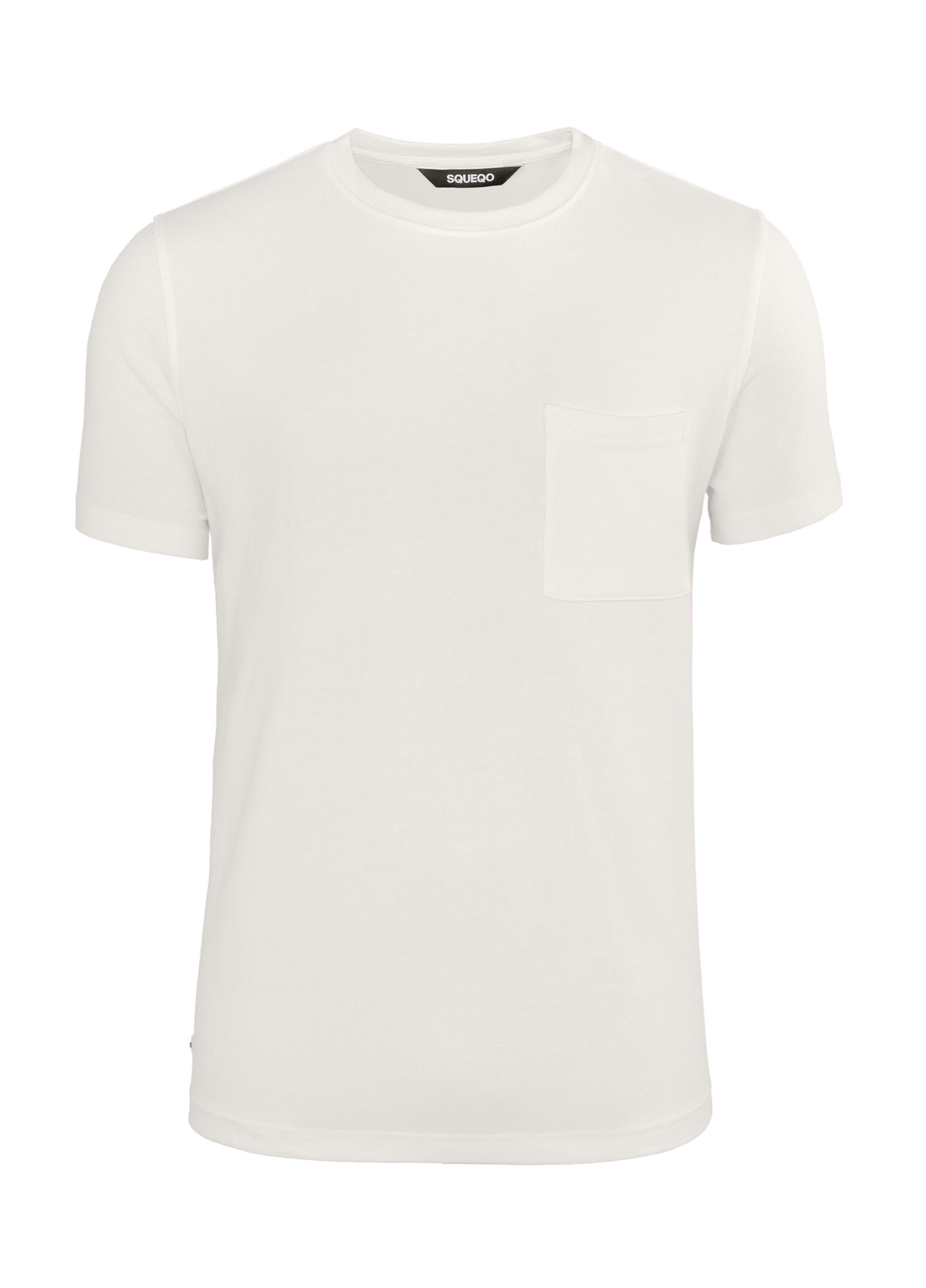 SQUEQO T-Shirt mit geripptem Rundhalsausschnitt White Off