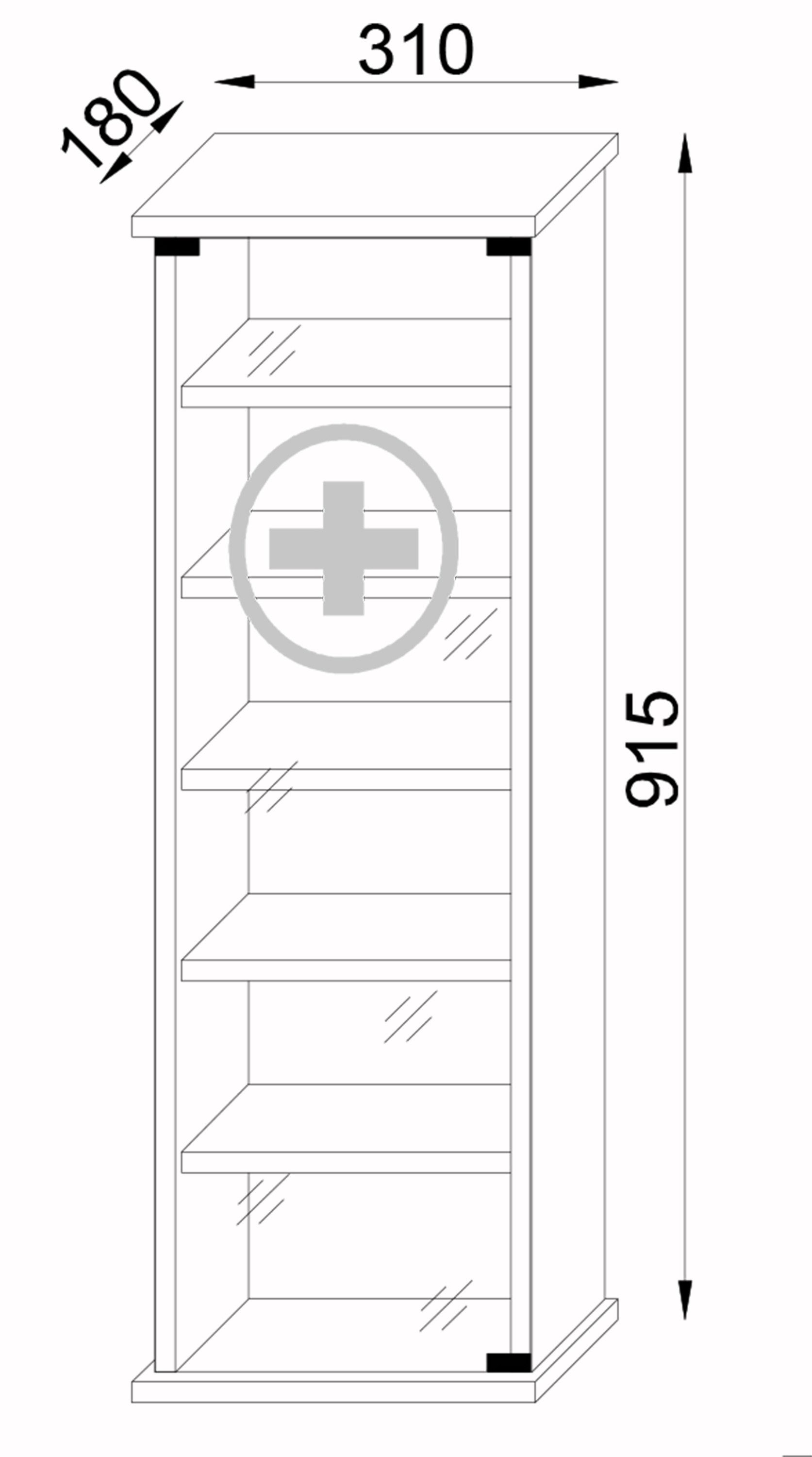 VCM Medizinschrank Gusal B. 31 x T. 18 x H. 92 cm Sicherer Stauraum für Medikamente, 6 Fächer, Drehtüren, Holzwerkstoff – Bild 5 von 5